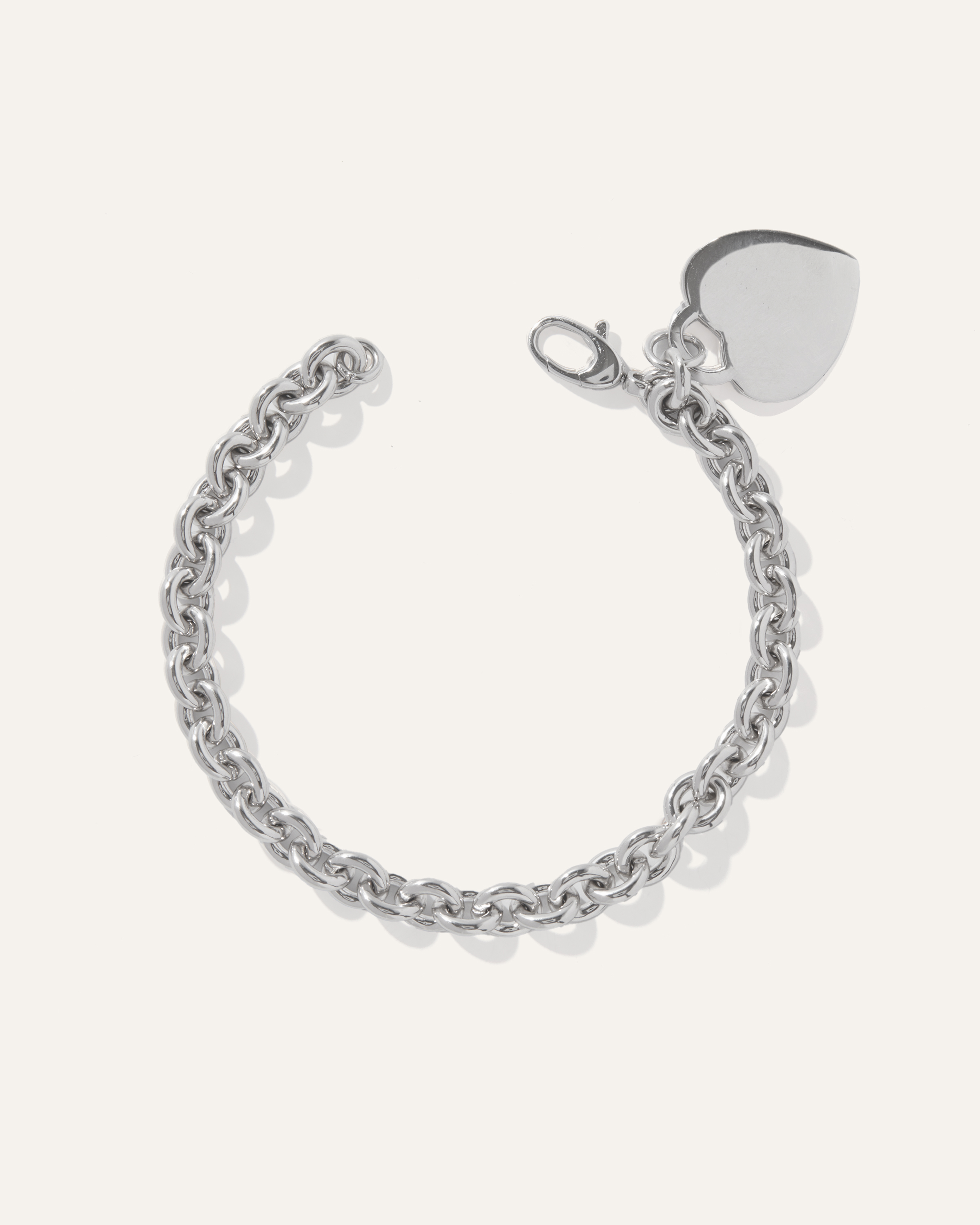 Quince Women's Silver Heart Tag Charm Bracelet In Sterling Silver