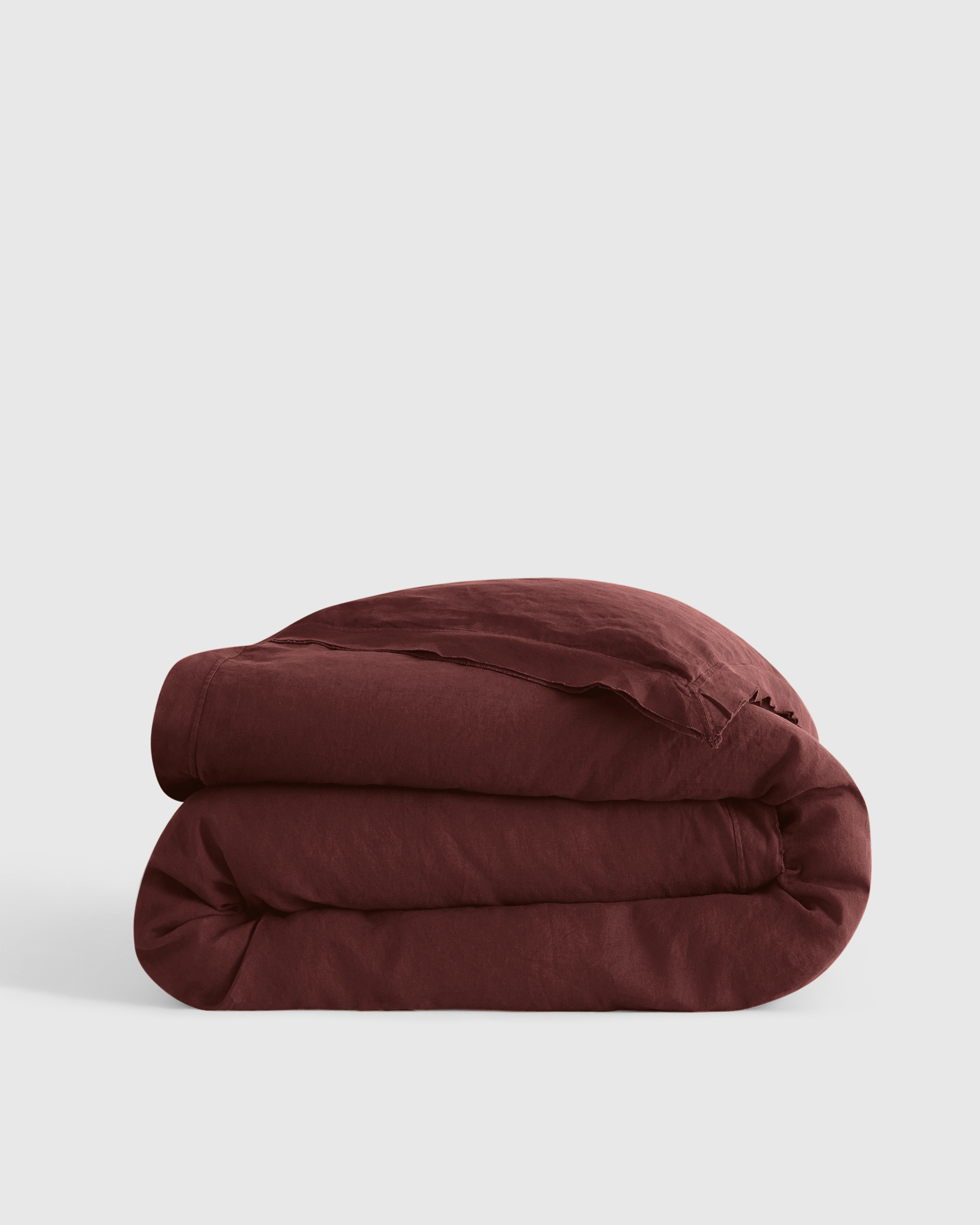 European Linen Double Flange Duvet Cover in Burgundy | Quince