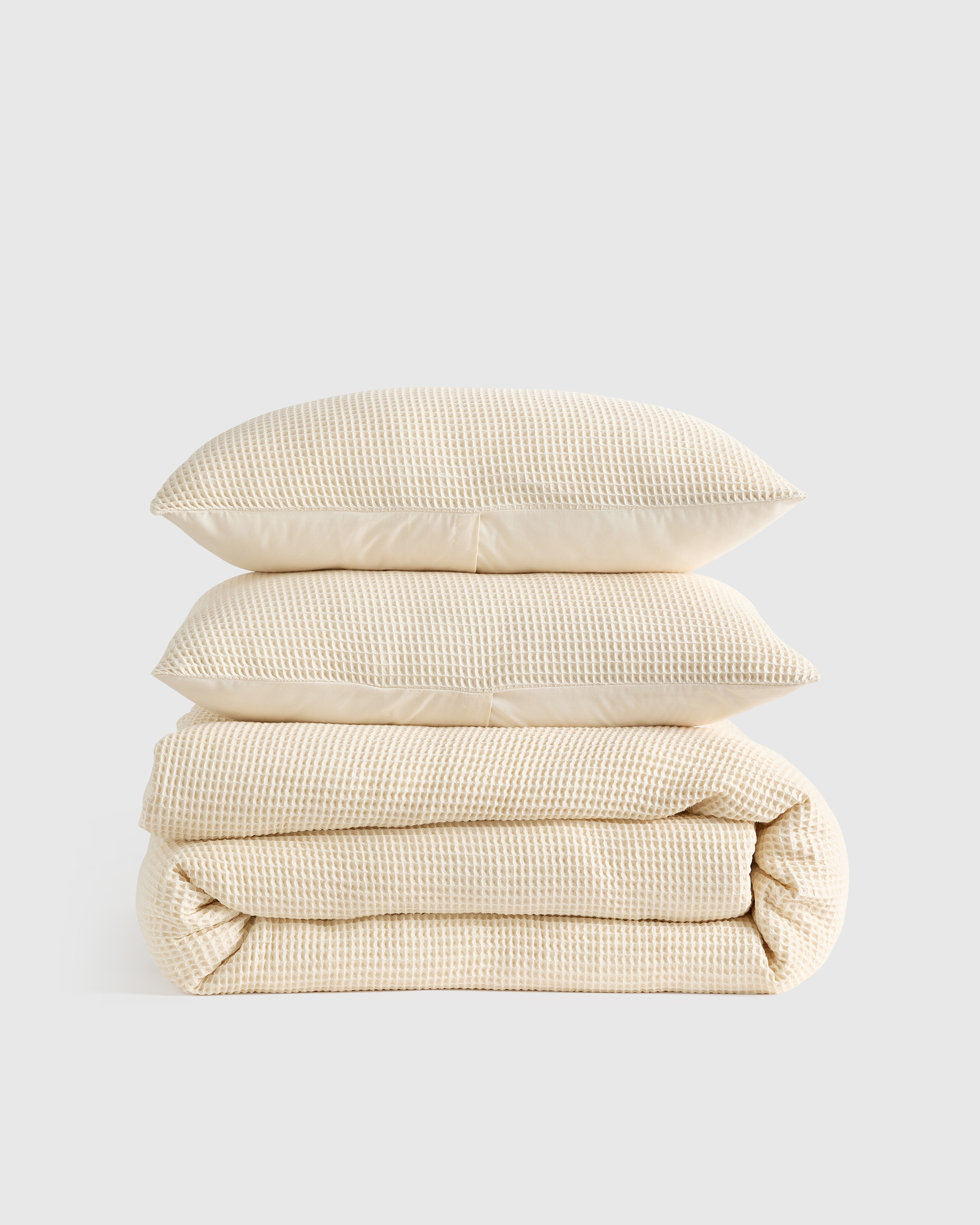 Organic Waffle Duvet Cover Set in Undyed