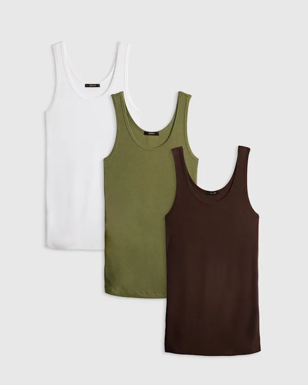 Bamboo Rib Maternity Scoop Neck Tank (3-Pack)