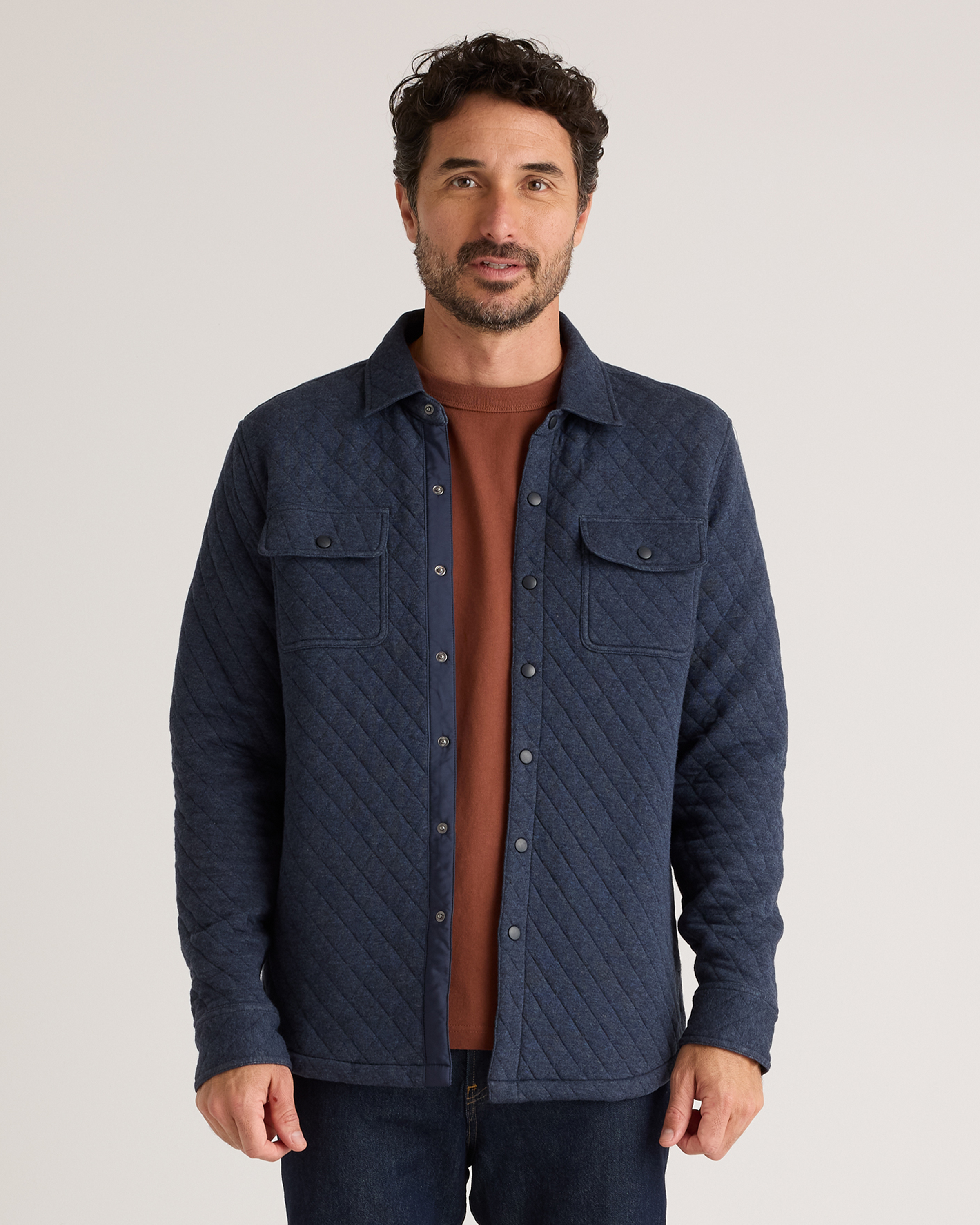 Shop Quince Men's Quilted Cpo Overshirt In Navy