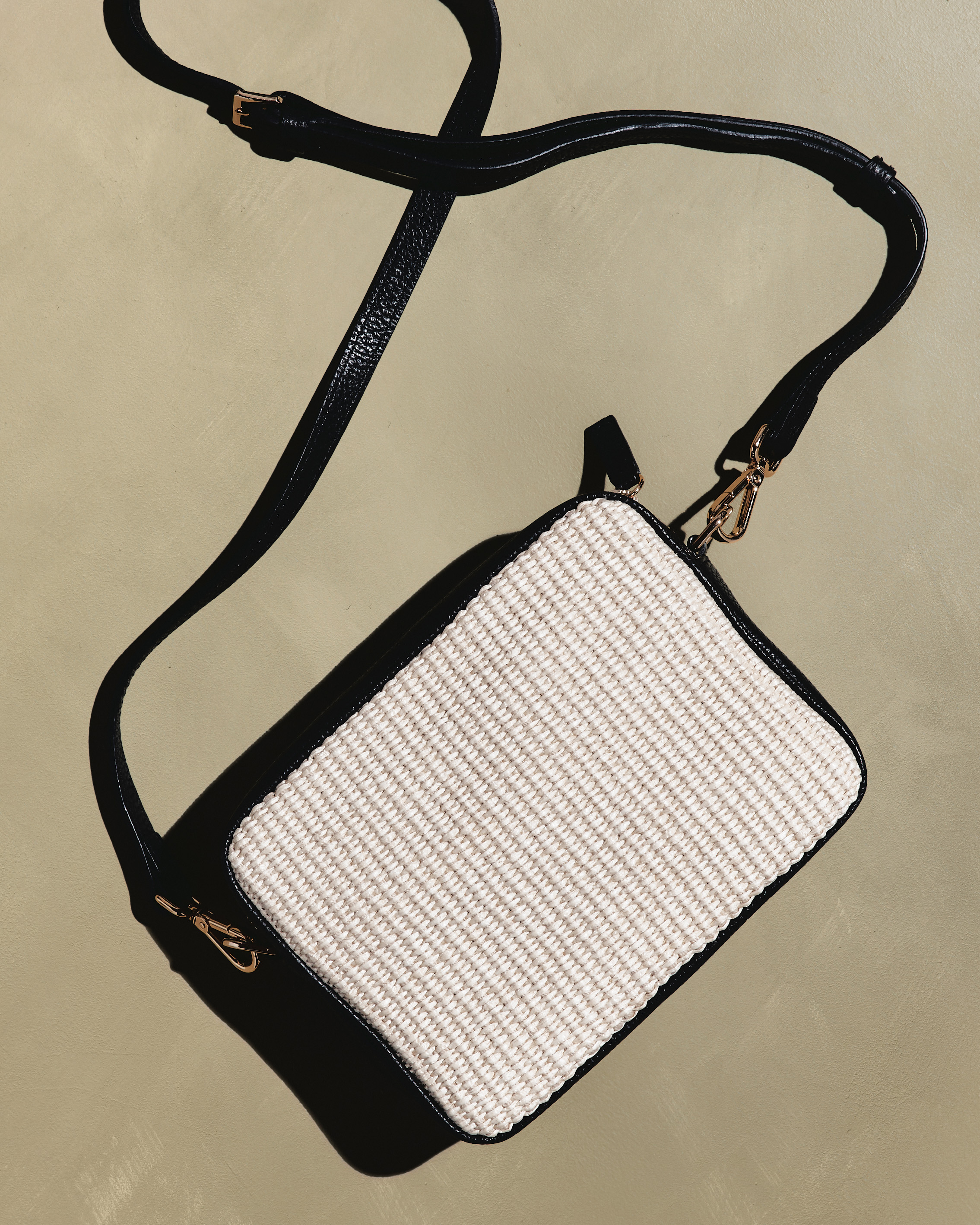 Italian Leather & Raffia Crossbody