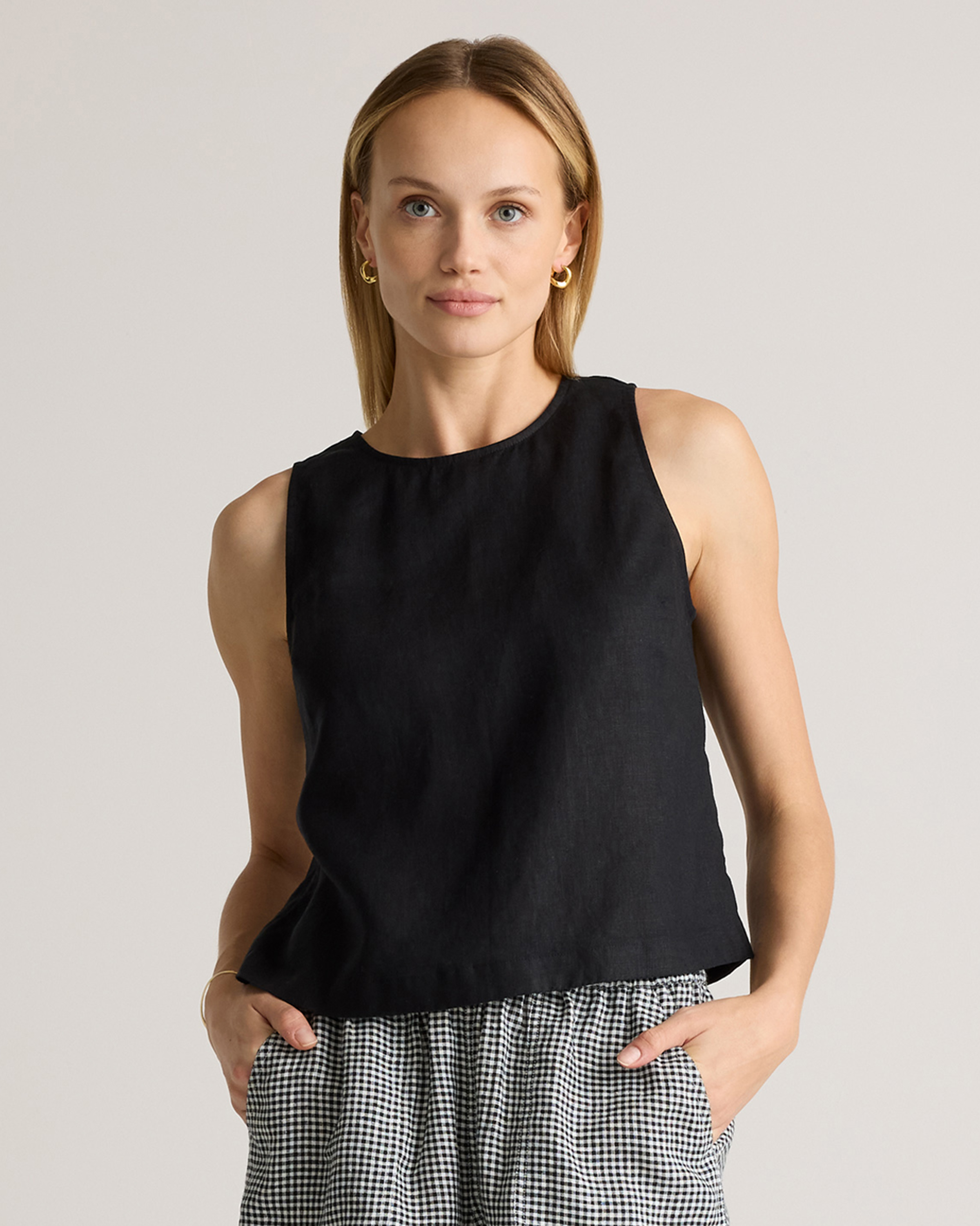 100% European Linen Cropped Tank