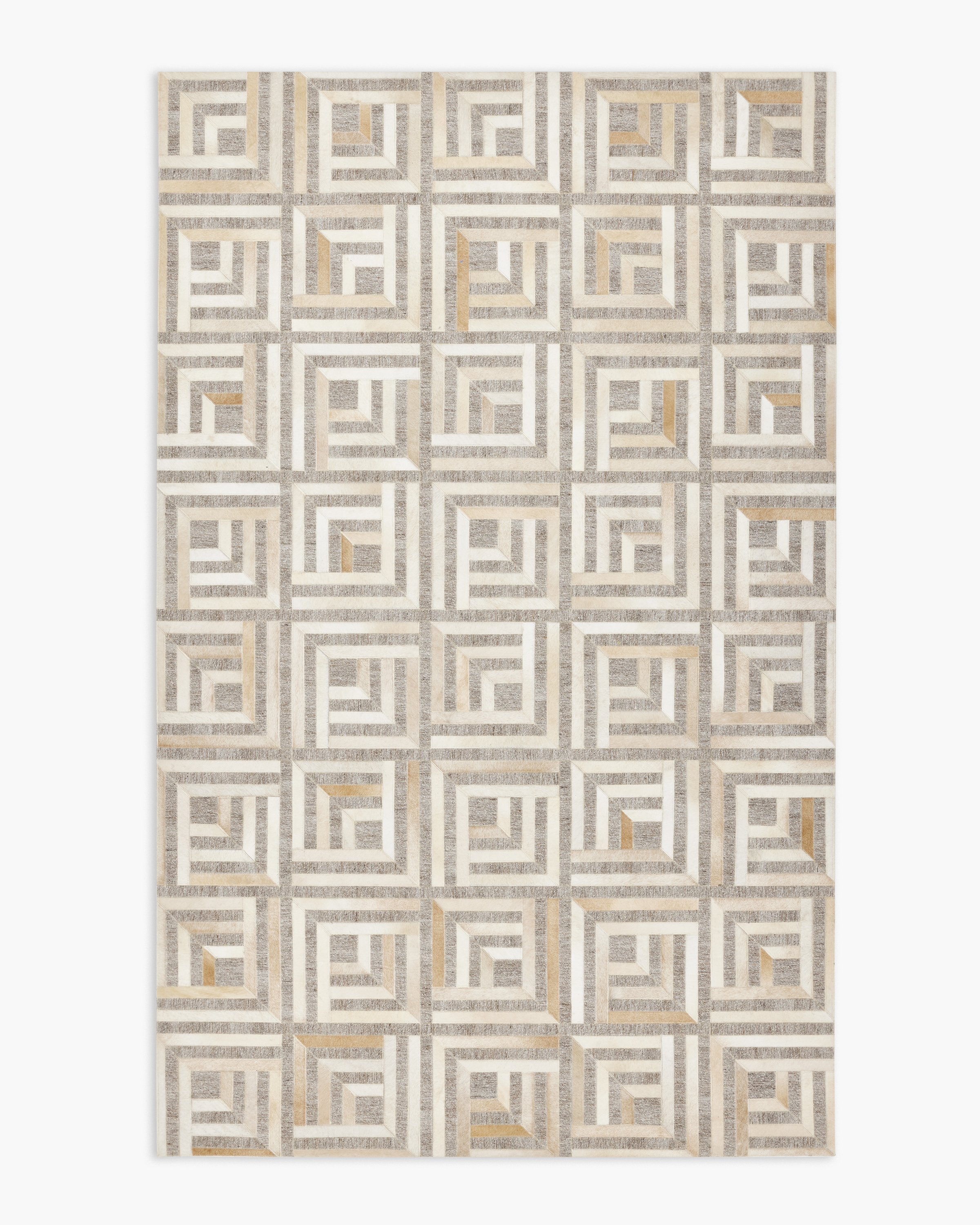 Quince Geometric Hair On Hide Rug In Neutral