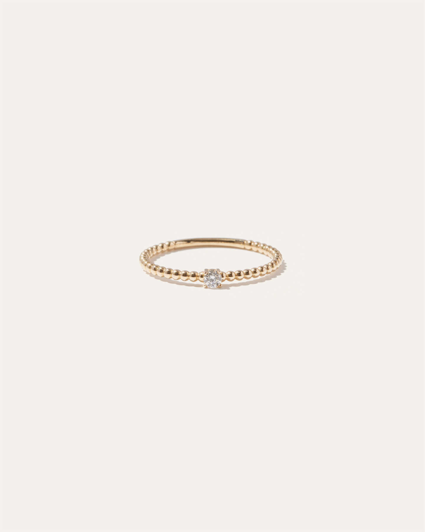 Diamond Beaded Ring - Yellow Gold - 0 - Thumbnail