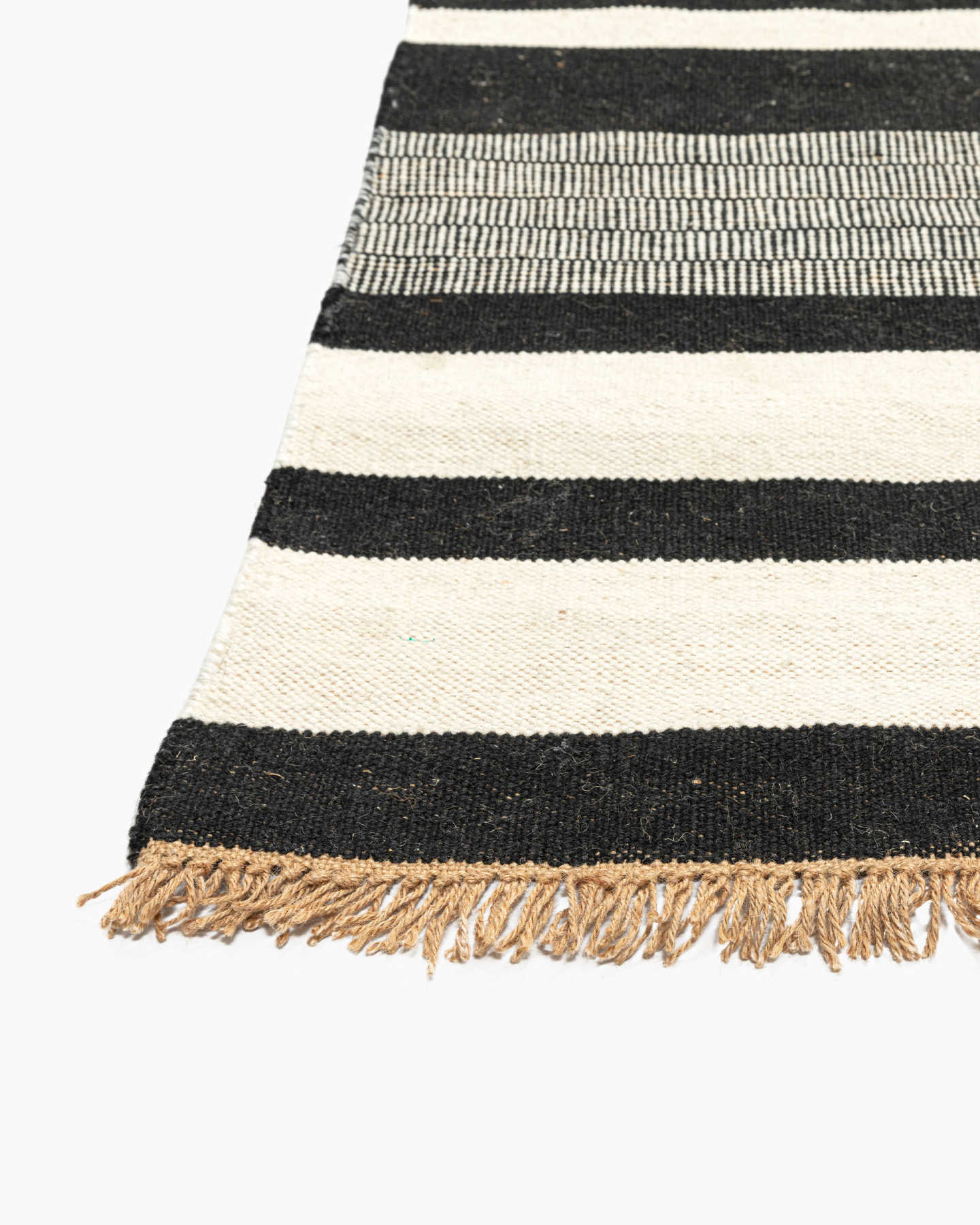 Oren Wool Flatweave Rug - Black/White Stripe - 2 - Thumbnail