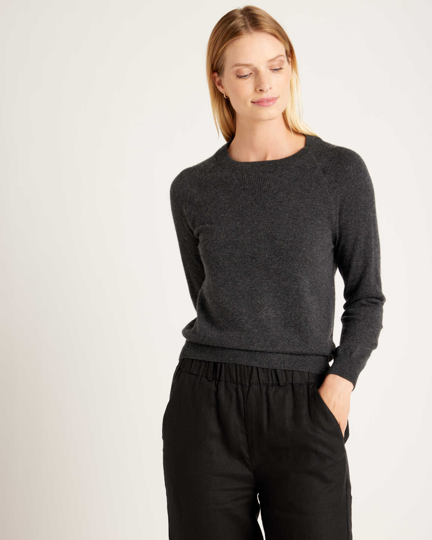 Luxe Baby Cashmere Sweatshirt - Charcoal - 0
