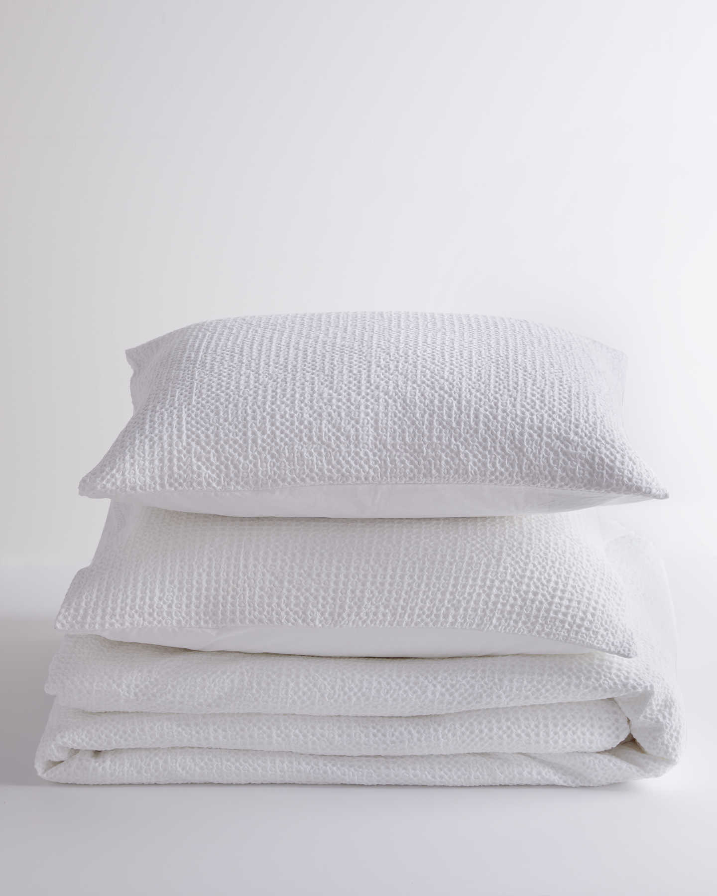 Waffle duvet cover set in white