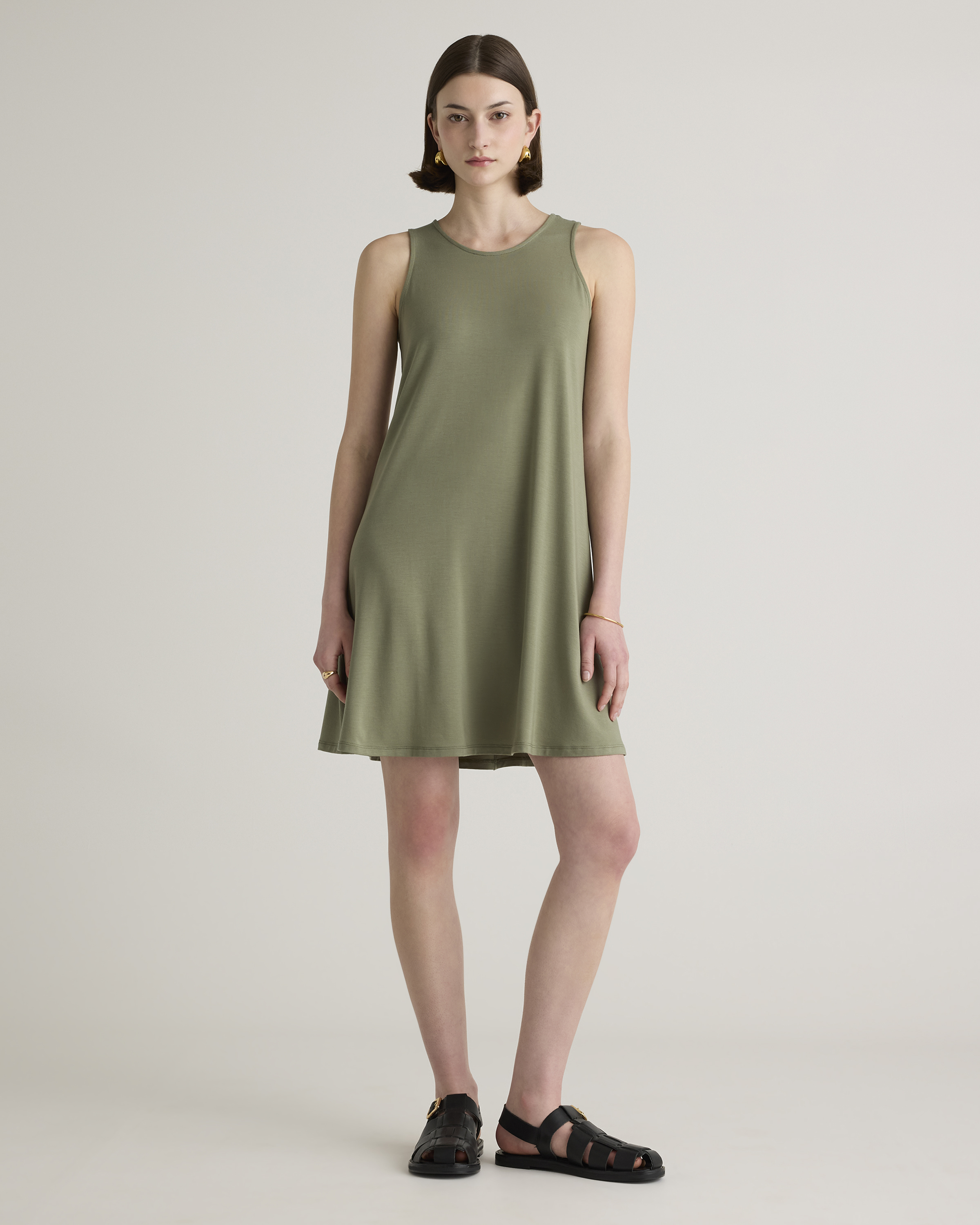 Shop Quince Women's Tencel Jersey Mini Swing Dress In Sage