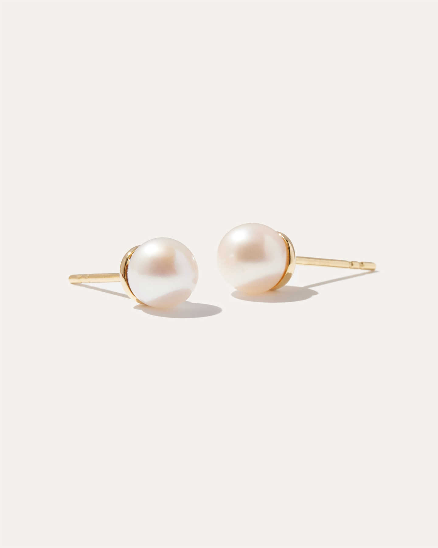 Freshwater Cultured Pearl Stud Earrings - Yellow Gold