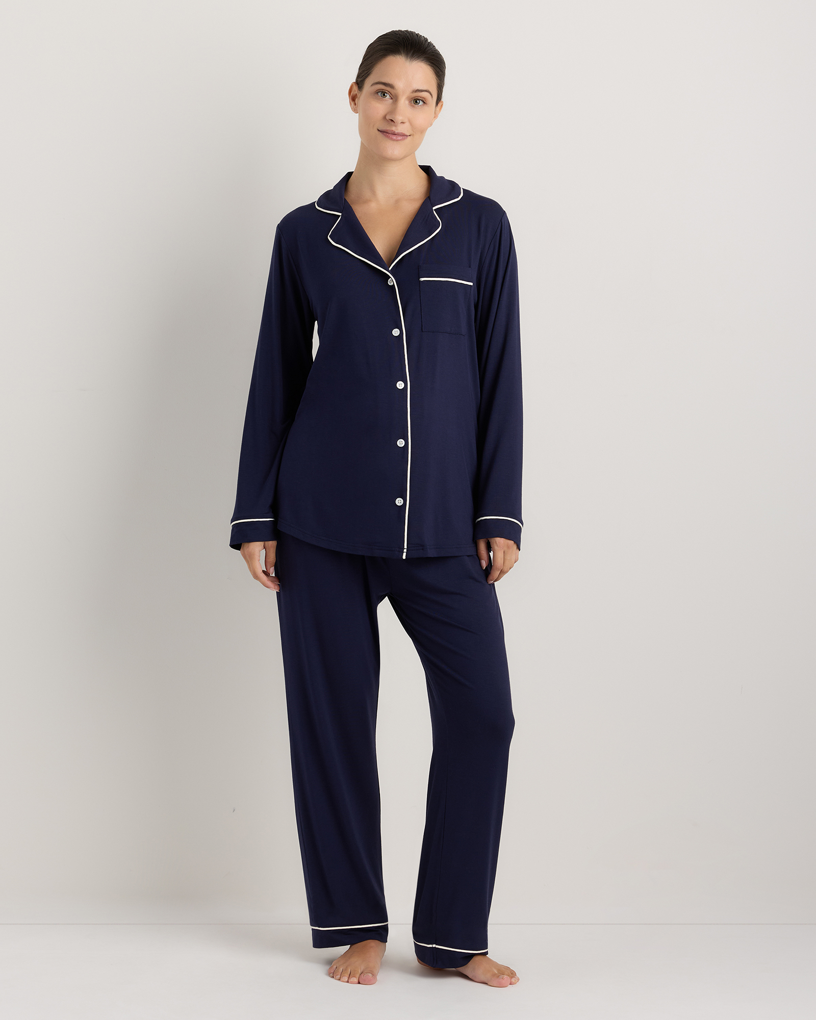 Bamboo Jersey Maternity Long Sleeve Pajama Set
