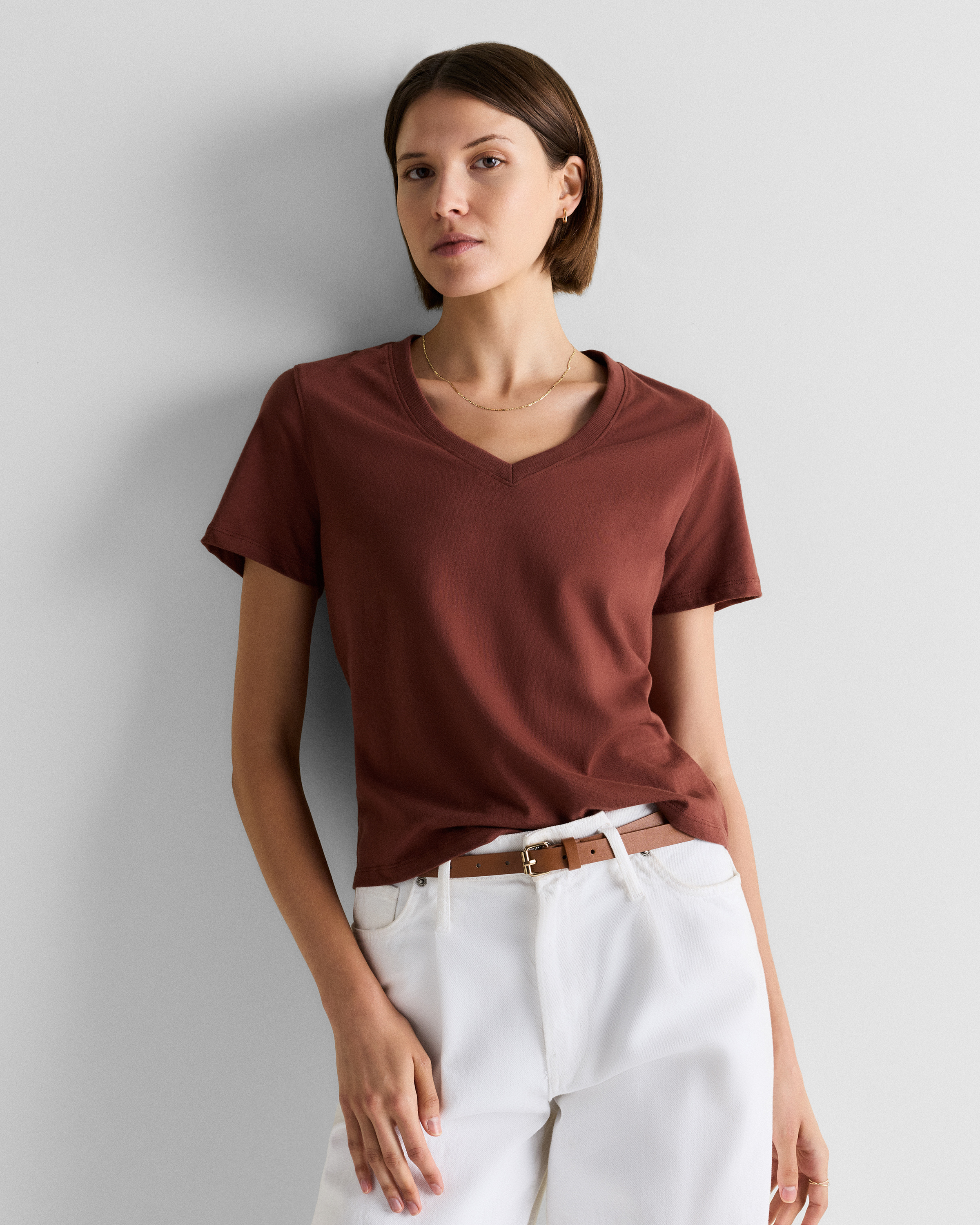 100% Organic Cotton Boxy V-Neck Tee