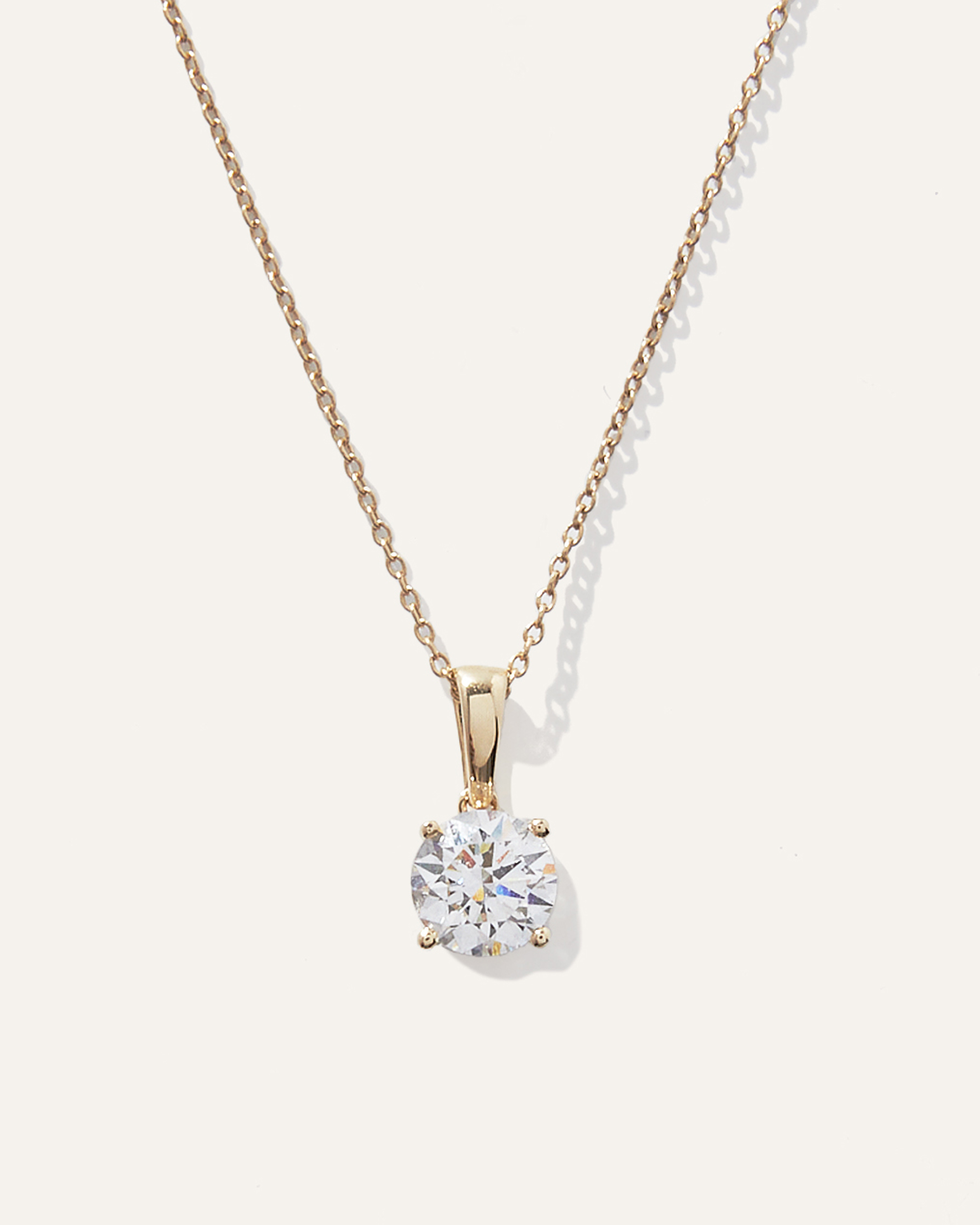 14K Gold Lab Grown Diamond Solitaire Necklace in Yellow Gold