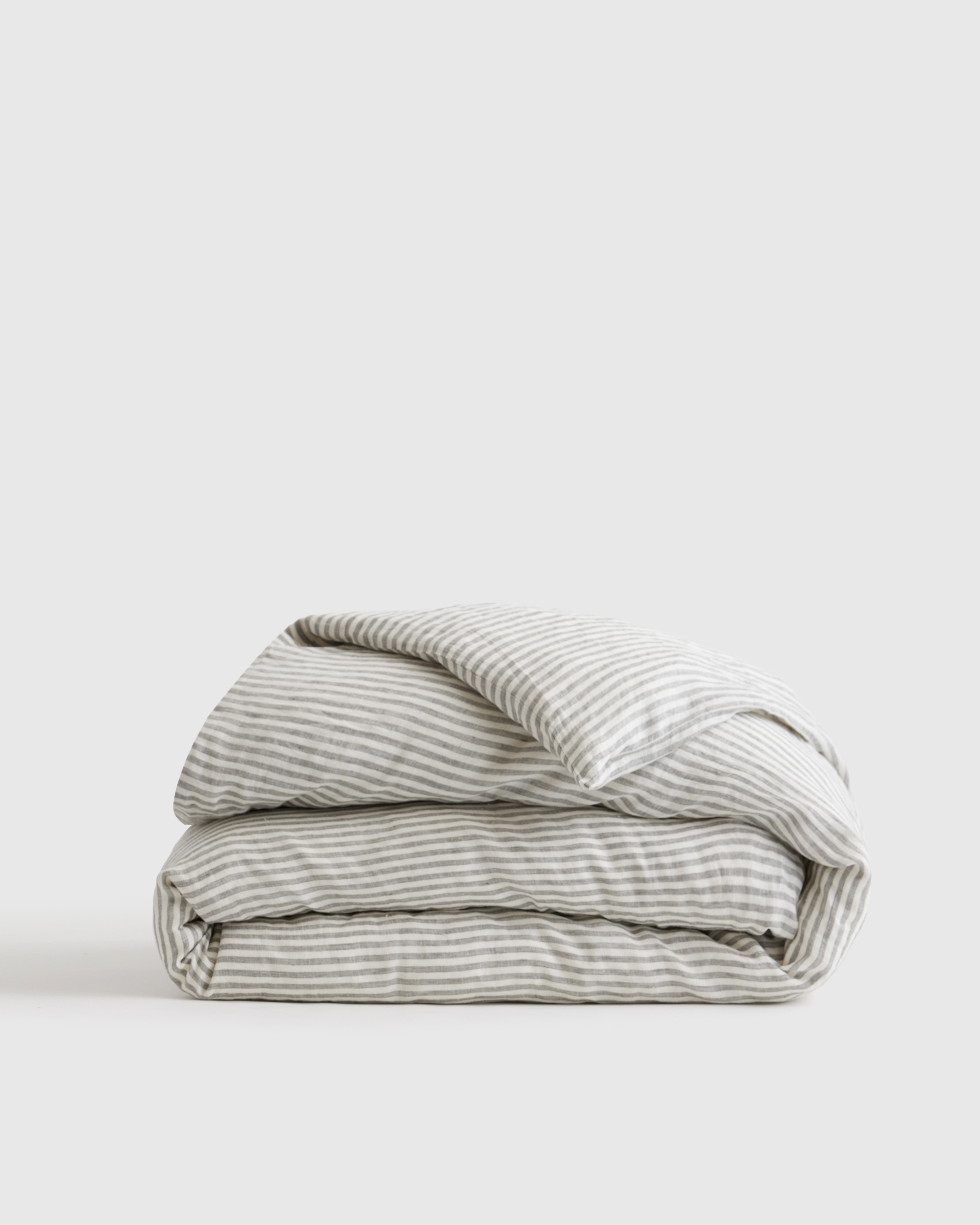 European Linen Stripe Duvet Cover - Grey/White Stripe, King/Cal King