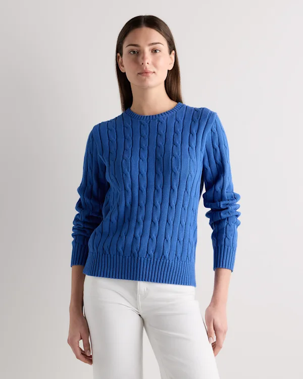 100% Organic Cotton Cable Crewneck Sweater