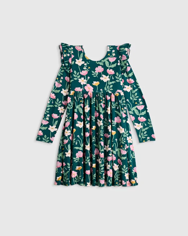 Bamboo Long Sleeve Flutter Twirl Dress 