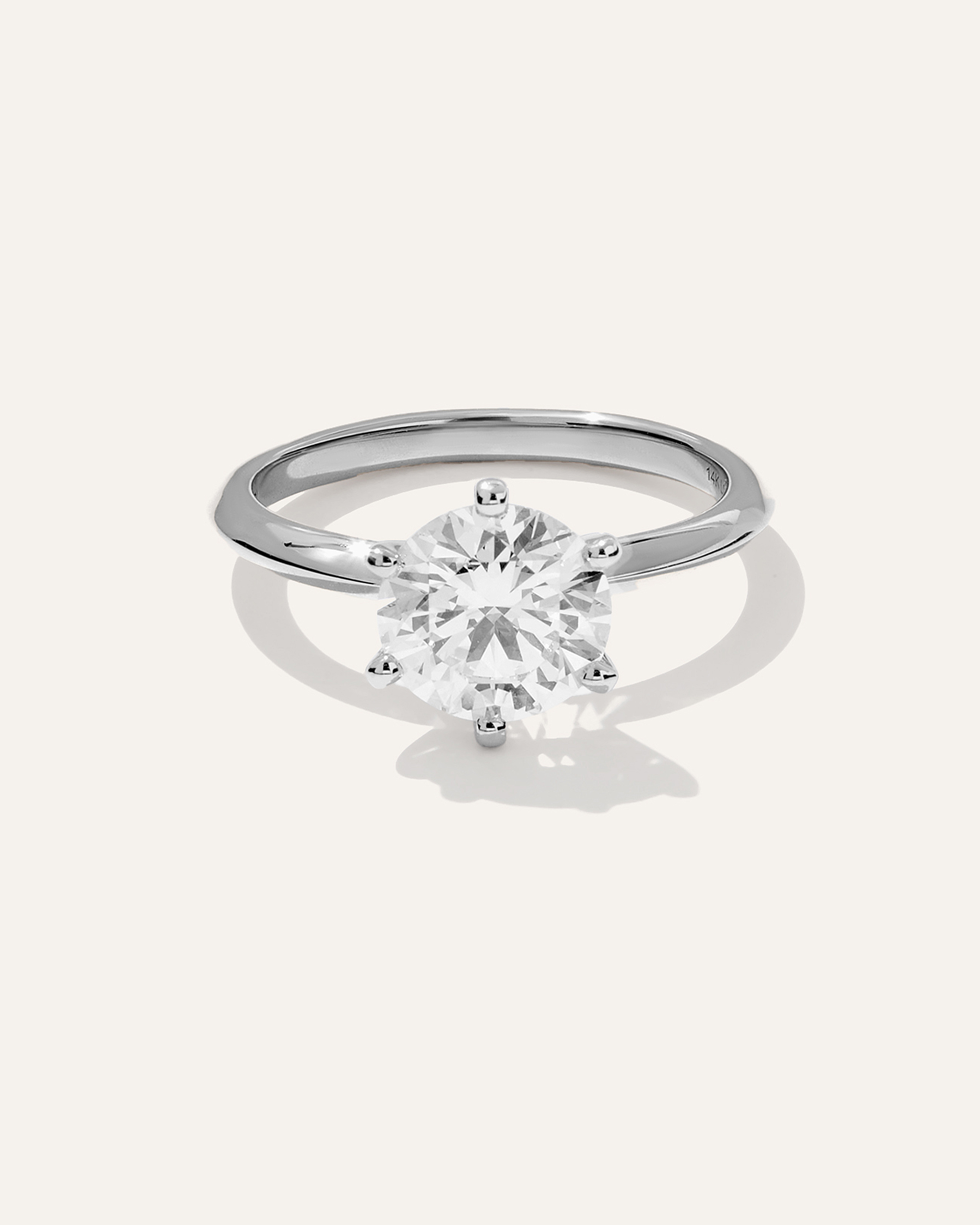 Lab Grown Diamond Round Six Prong Knife Edge Engagement Ring - 2ct