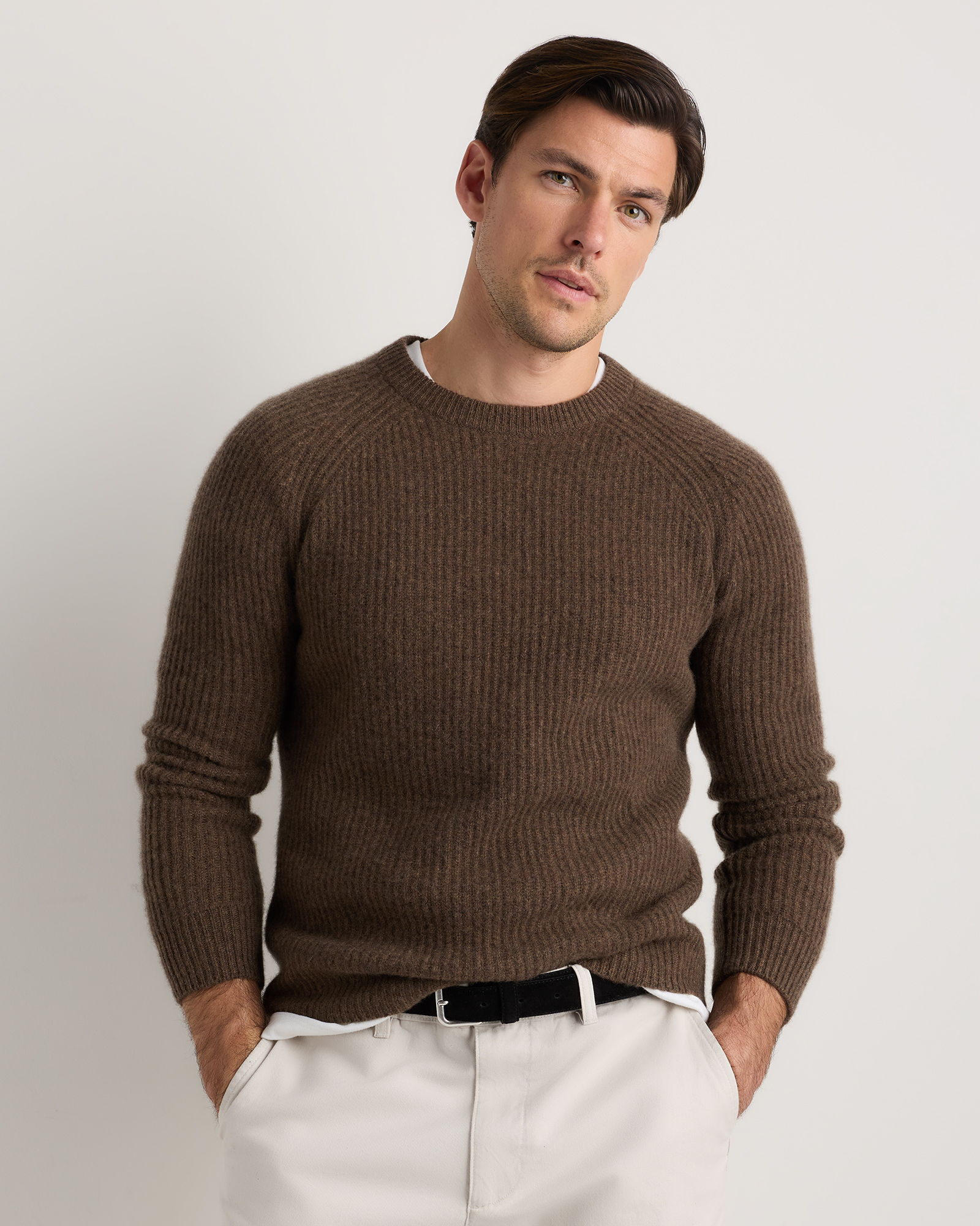Mongolian Cashmere Fisherman Crewneck Sweater