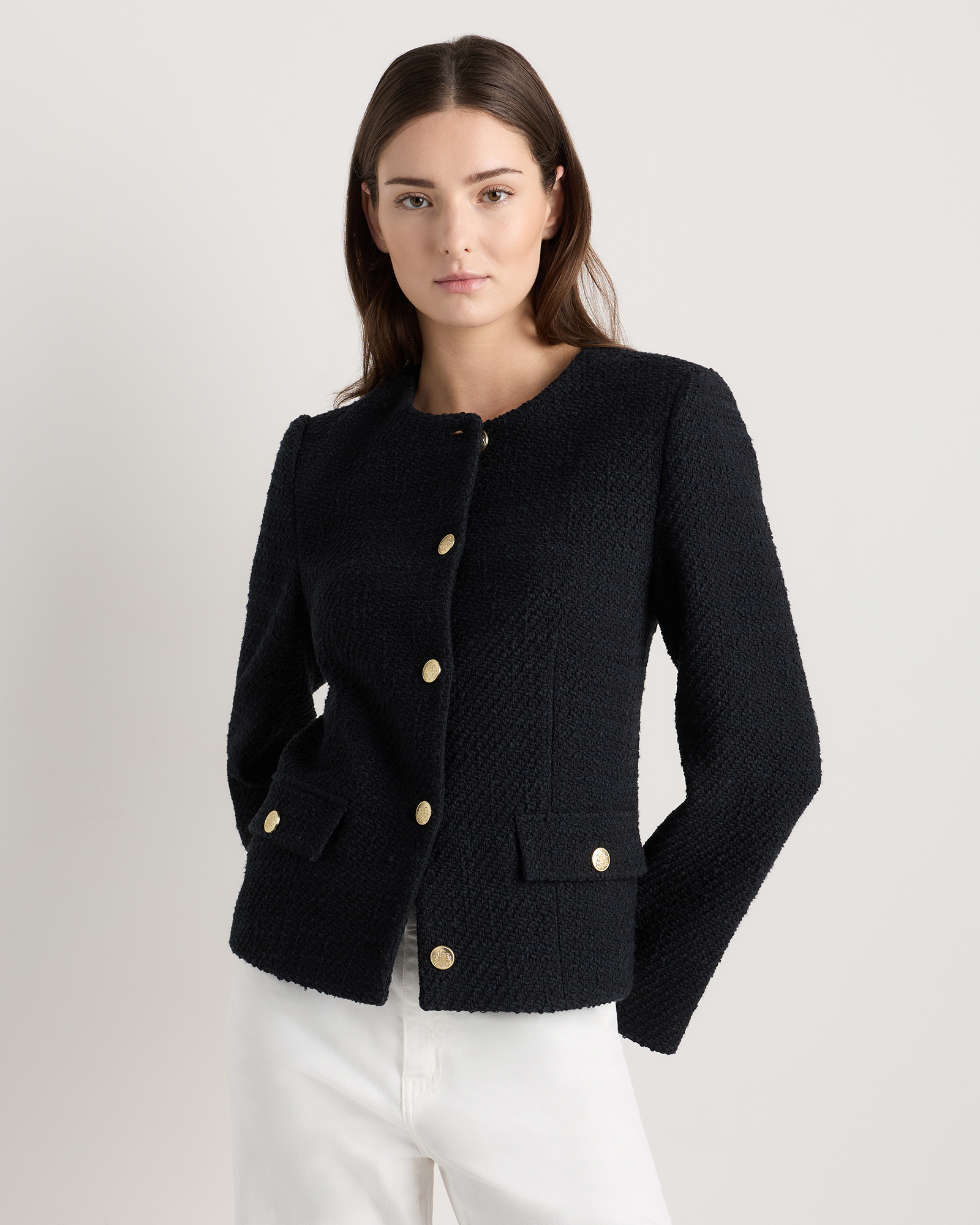 Tweed Collarless Jacket