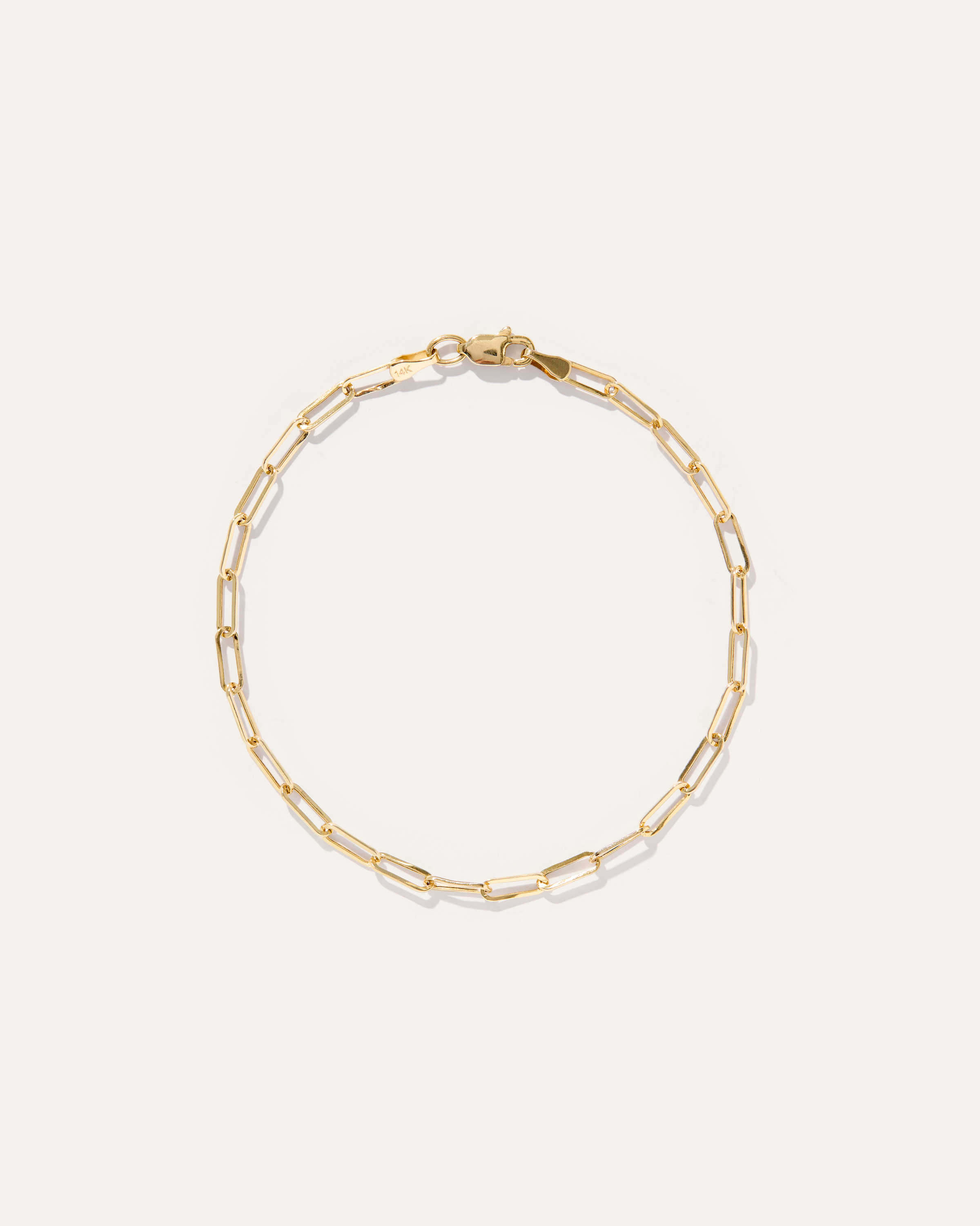 14K Gold Paperclip Chain Bracelet