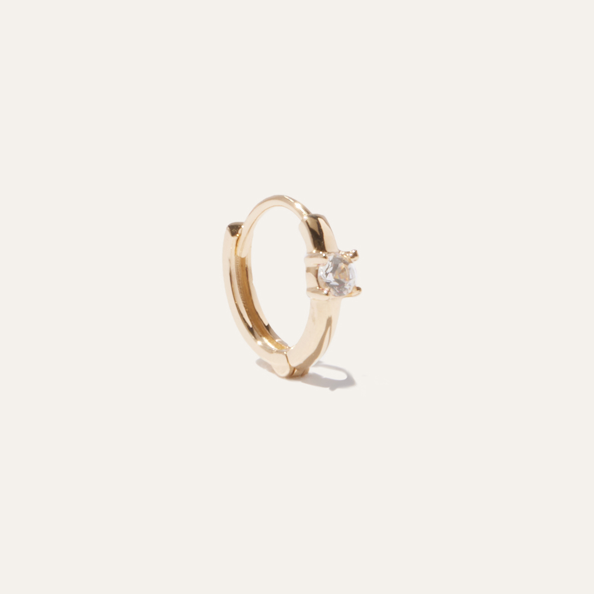 Quince Women's 14k Gold Gemstone Solo Mini Hoop Earring
