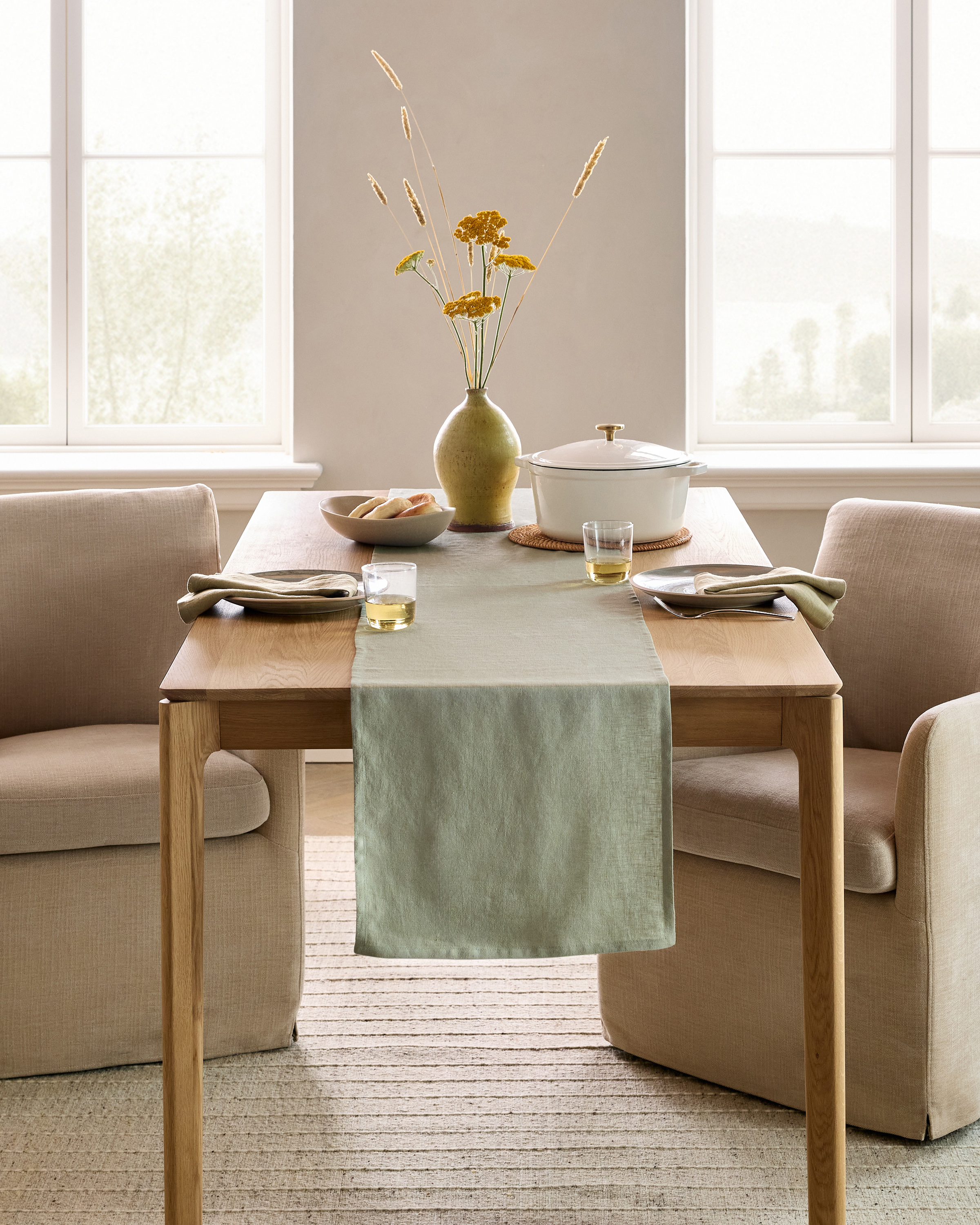 European Linen Table Runner in Flax