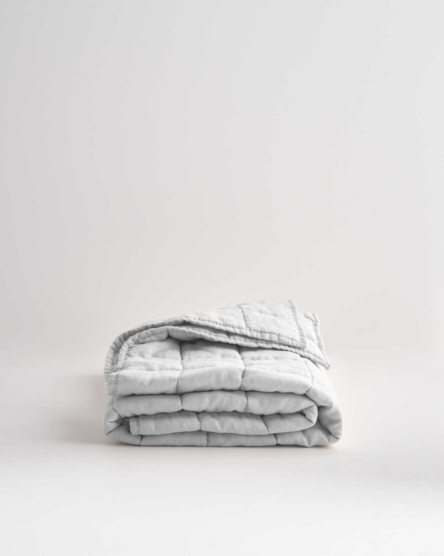 European Linen Crib Quilt - Light Grey - 2