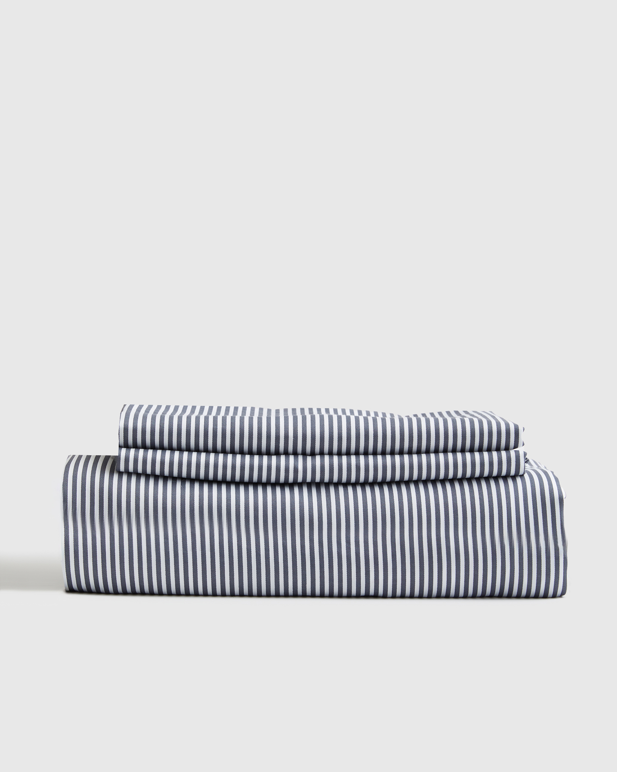 Quince Luxury Organic Sateen Fitted Sheet Set In Oxford Stripe
