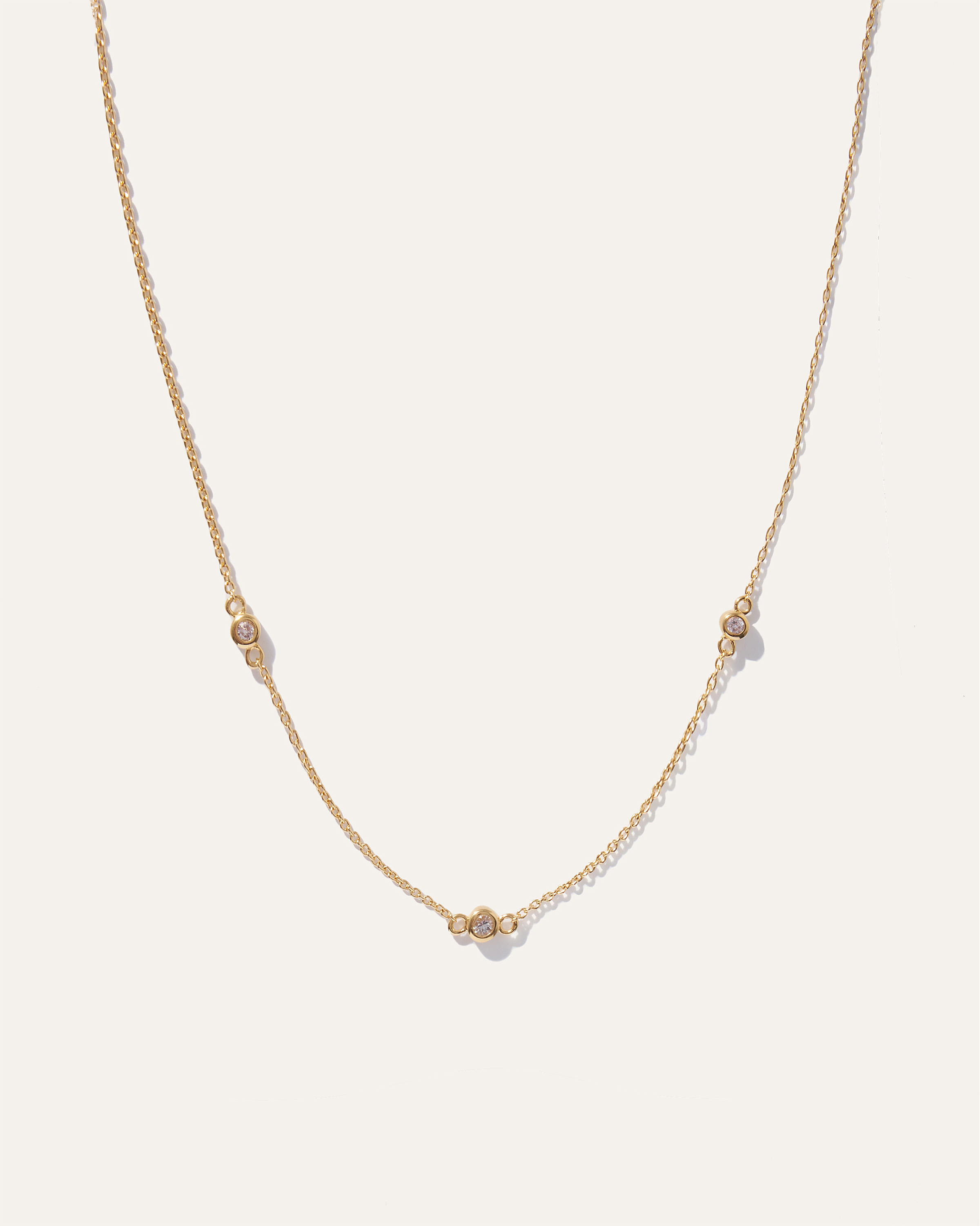 Quince Women's White Sapphire Triple Station Bezel Necklace In Gold