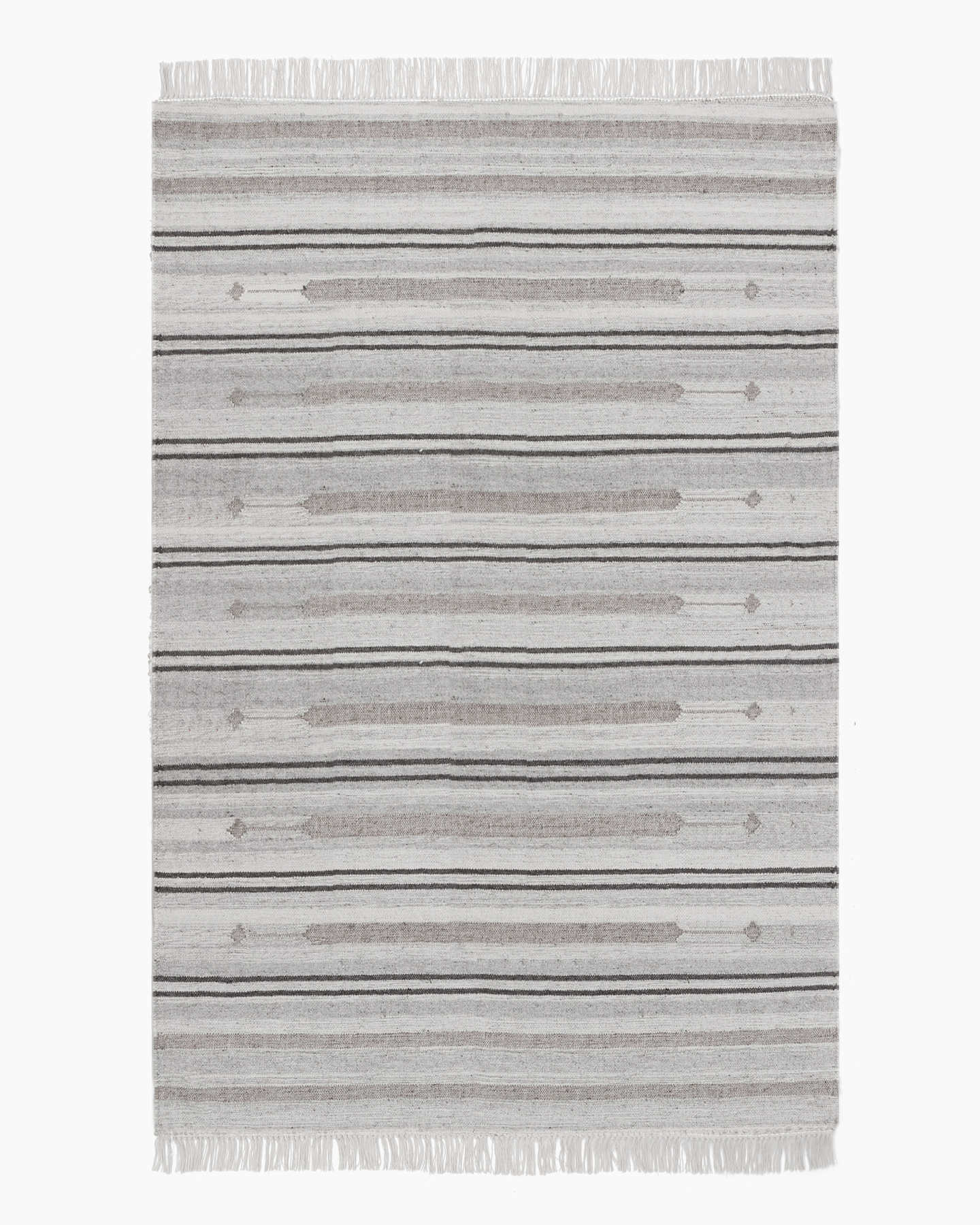 Desert Sands Wool Kilim Rug - Grey Stripe - 0