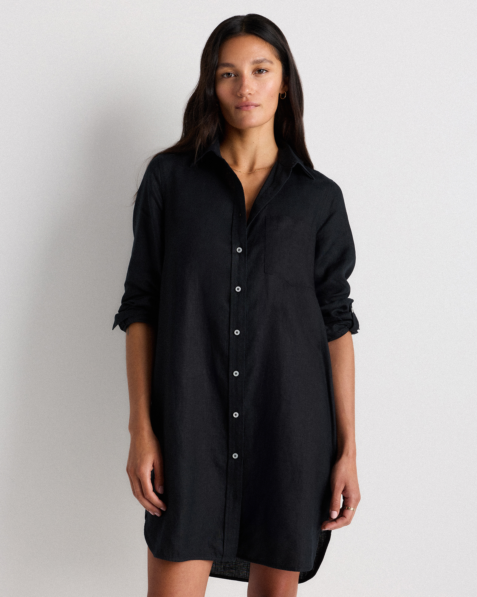 100% European Linen Shirt Dress