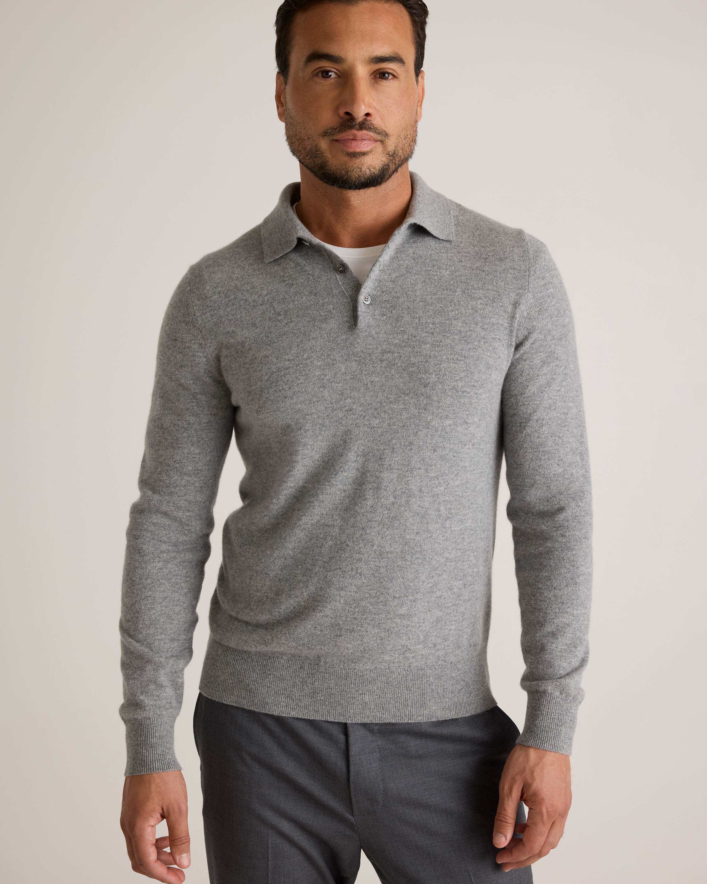Mongolian Cashmere Polo Sweater in True Navy