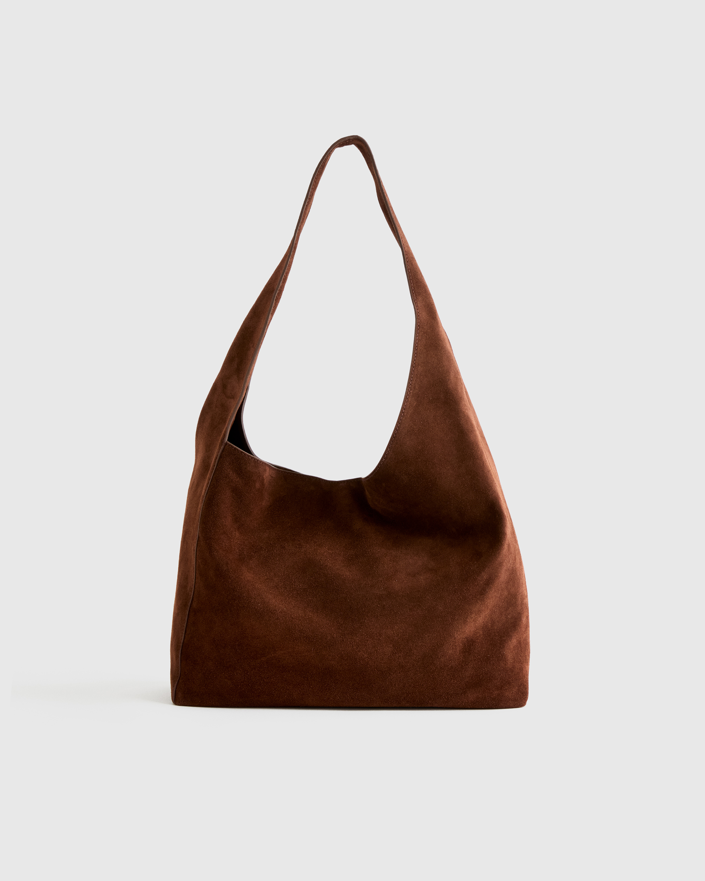 Italian Suede Slouchy Shoulder Bag in Chocolate Brown