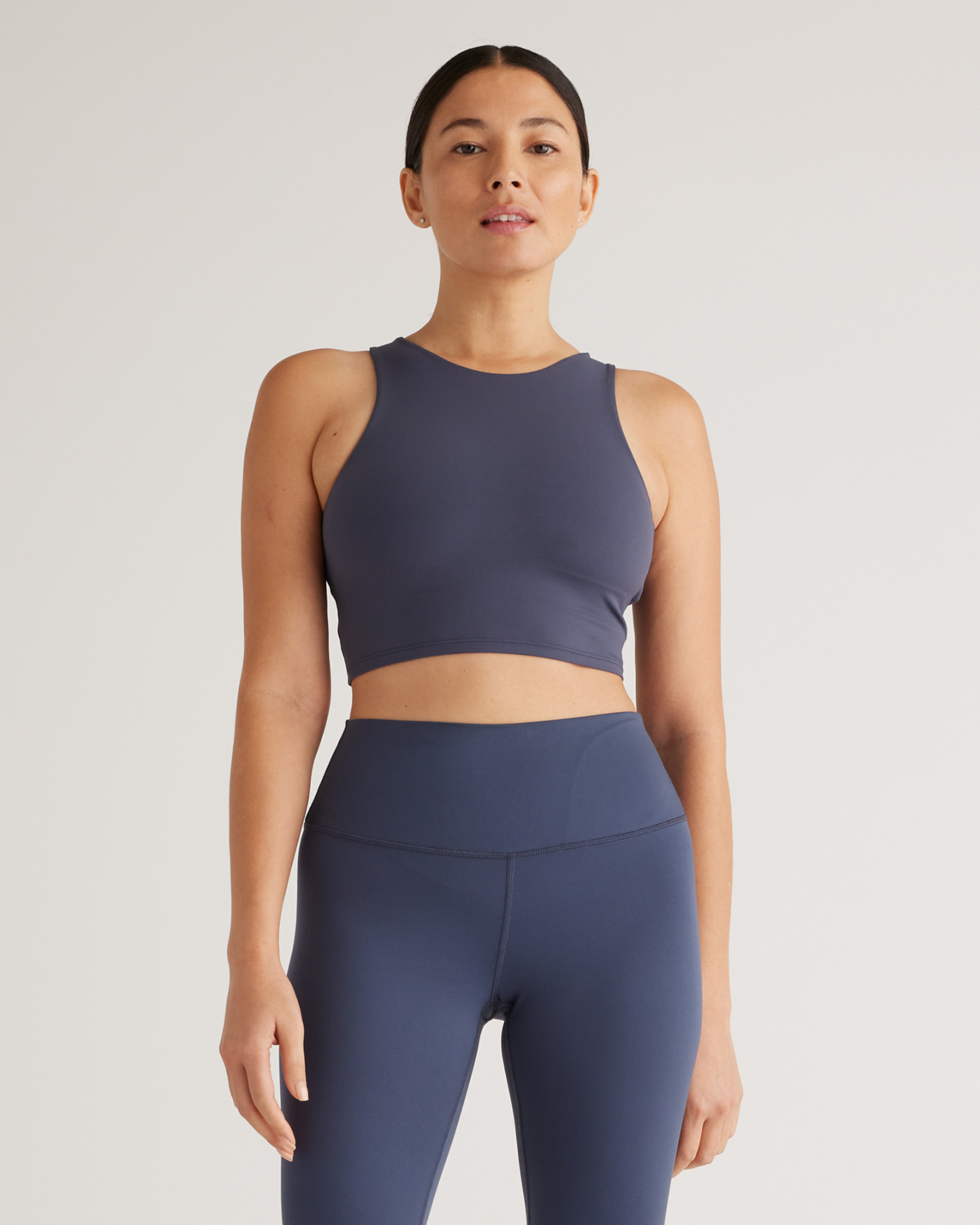 Quince Women's Ultra-form High-neck Cropped Tank Top In Blue Fog