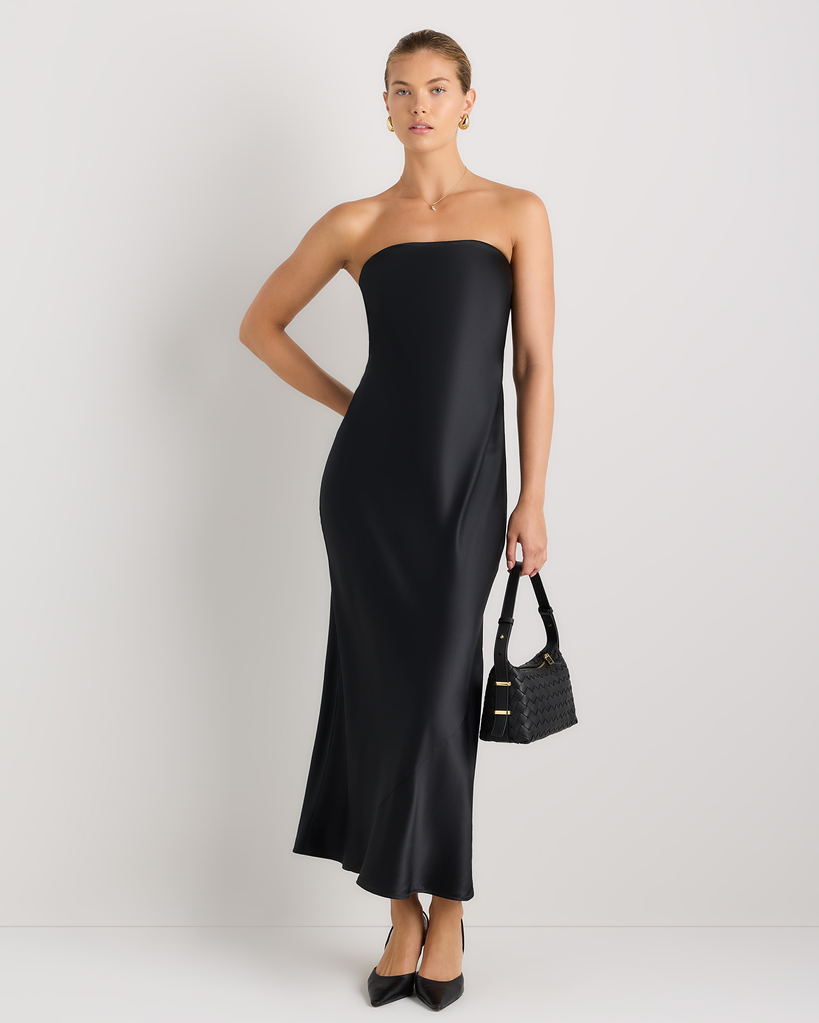 100% Washable Silk Strapless Scarf Maxi Dress