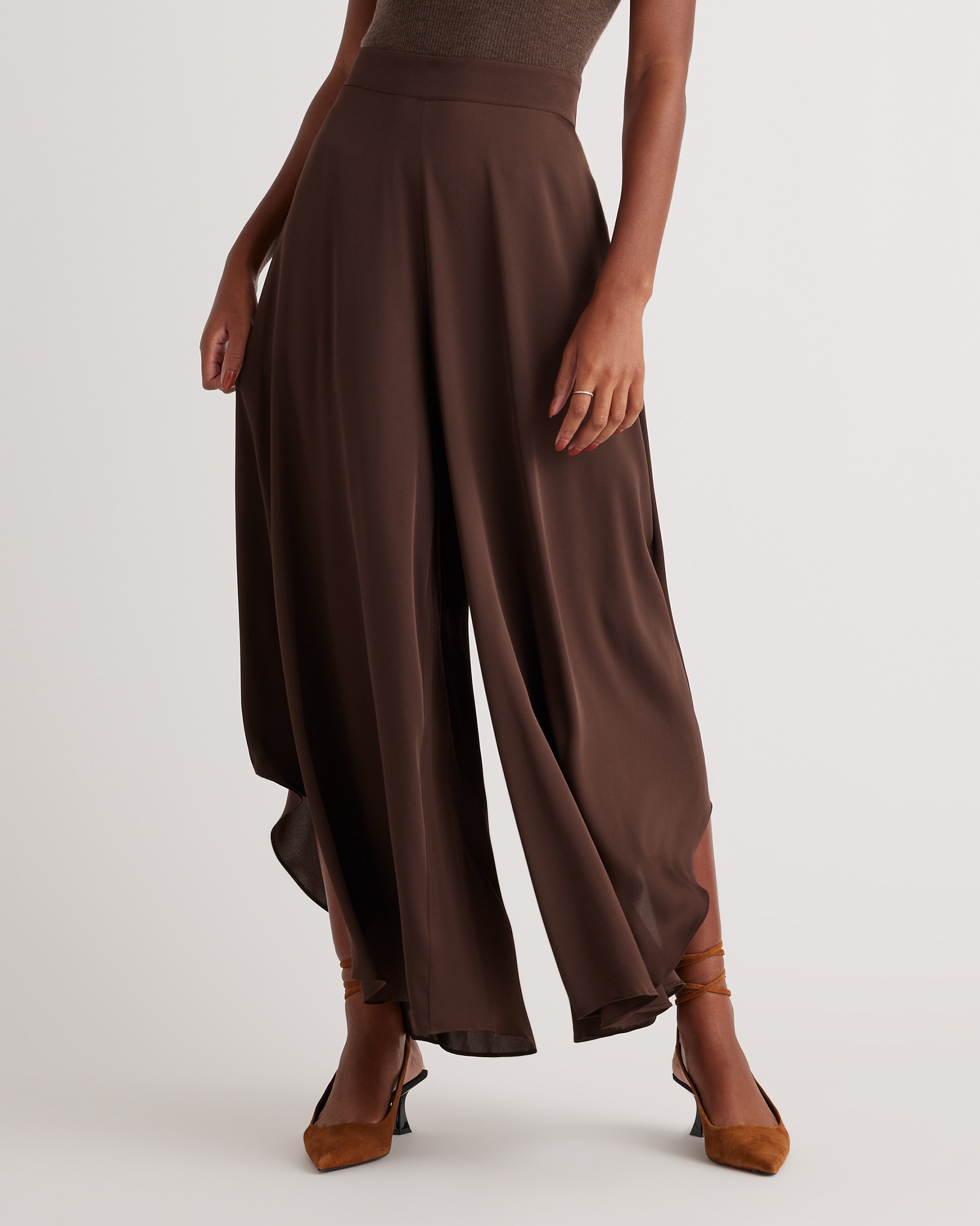 Quince Women's Washable Stretch Silk Palazzo Pants In Hot Fudge