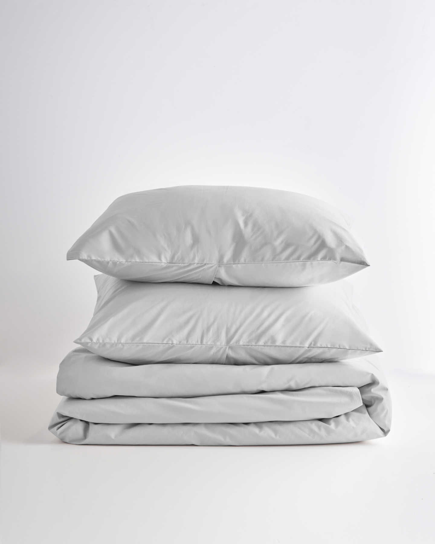 Organic Cotton Percale Duvet Cover Set - Light Grey - 2