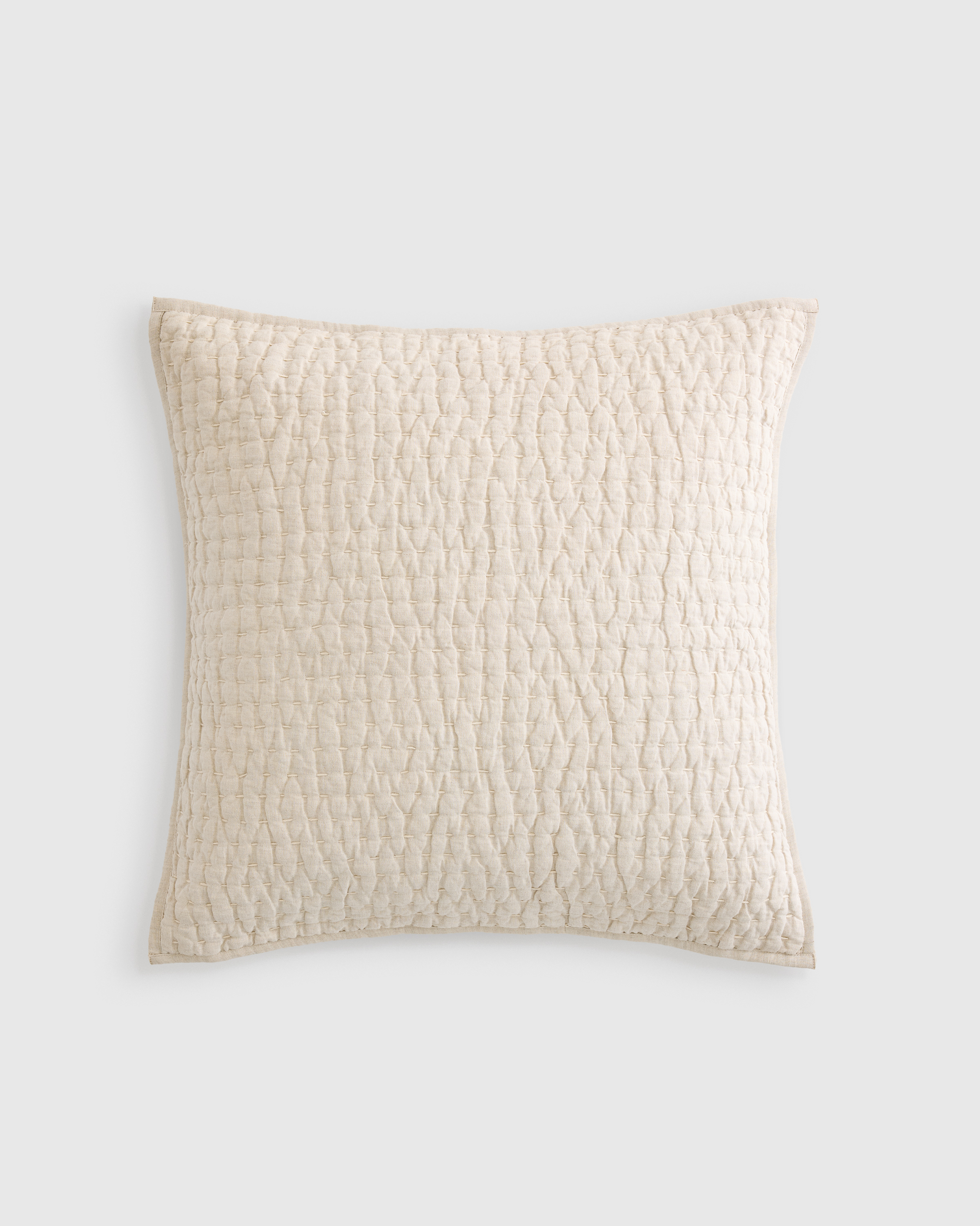 European Linen Cotton Stitch Quilted Euro Sham
