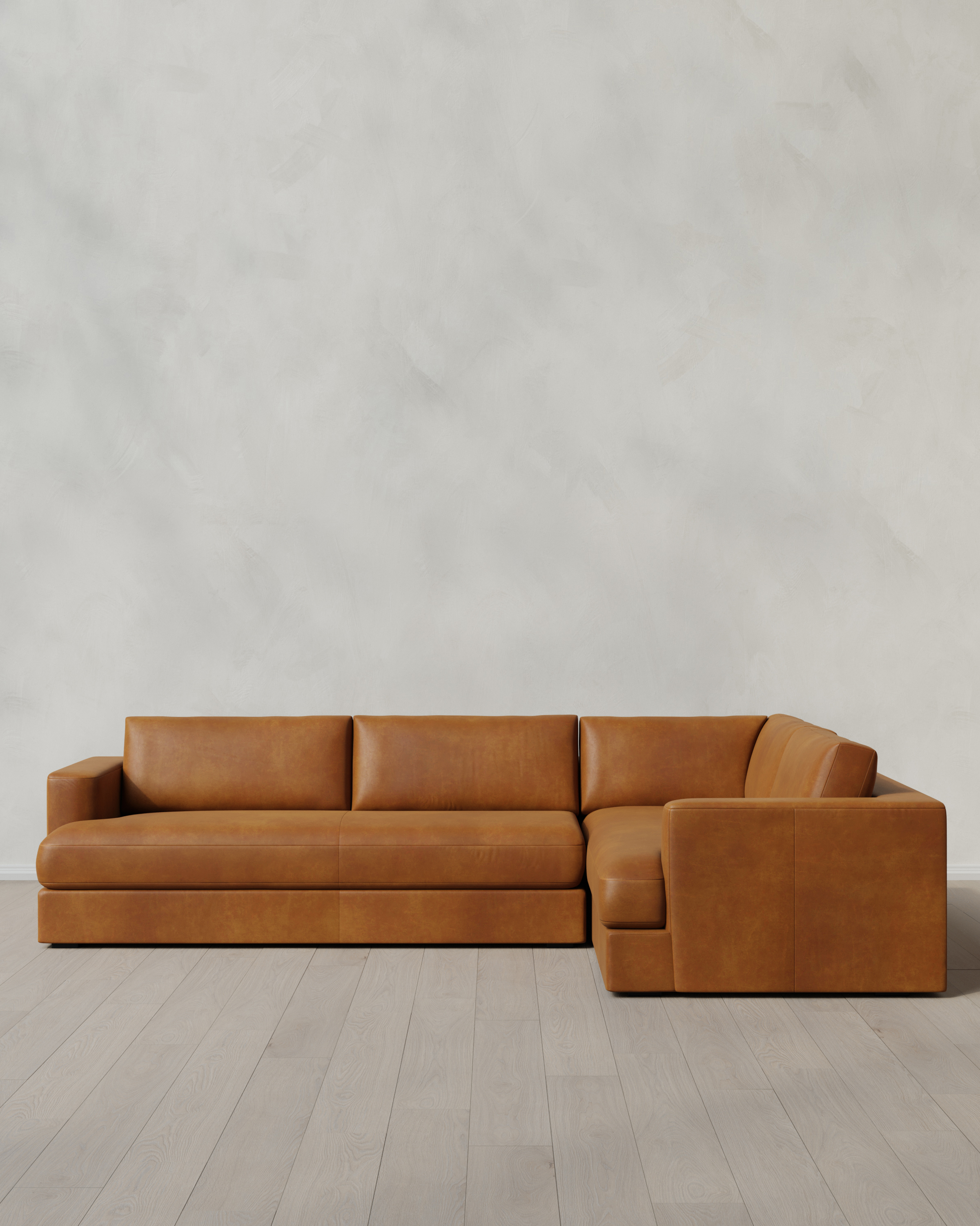 Sierra Curved Arm L Sectional in Leather