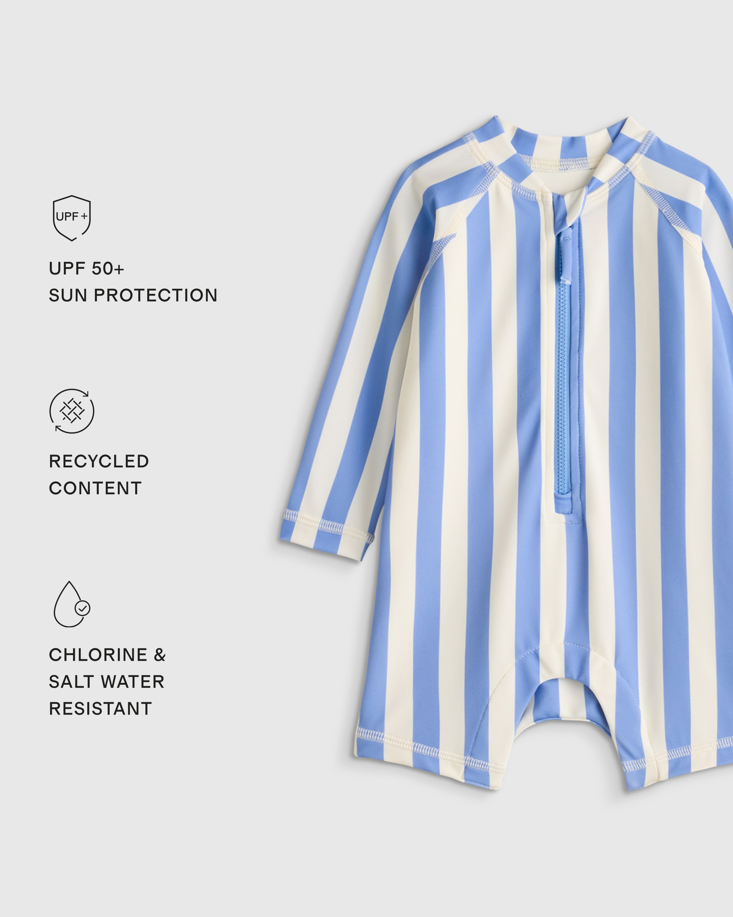 Long Sleeve Zip-Up Rash Guard One-Piece - Baby - thumbnail 2