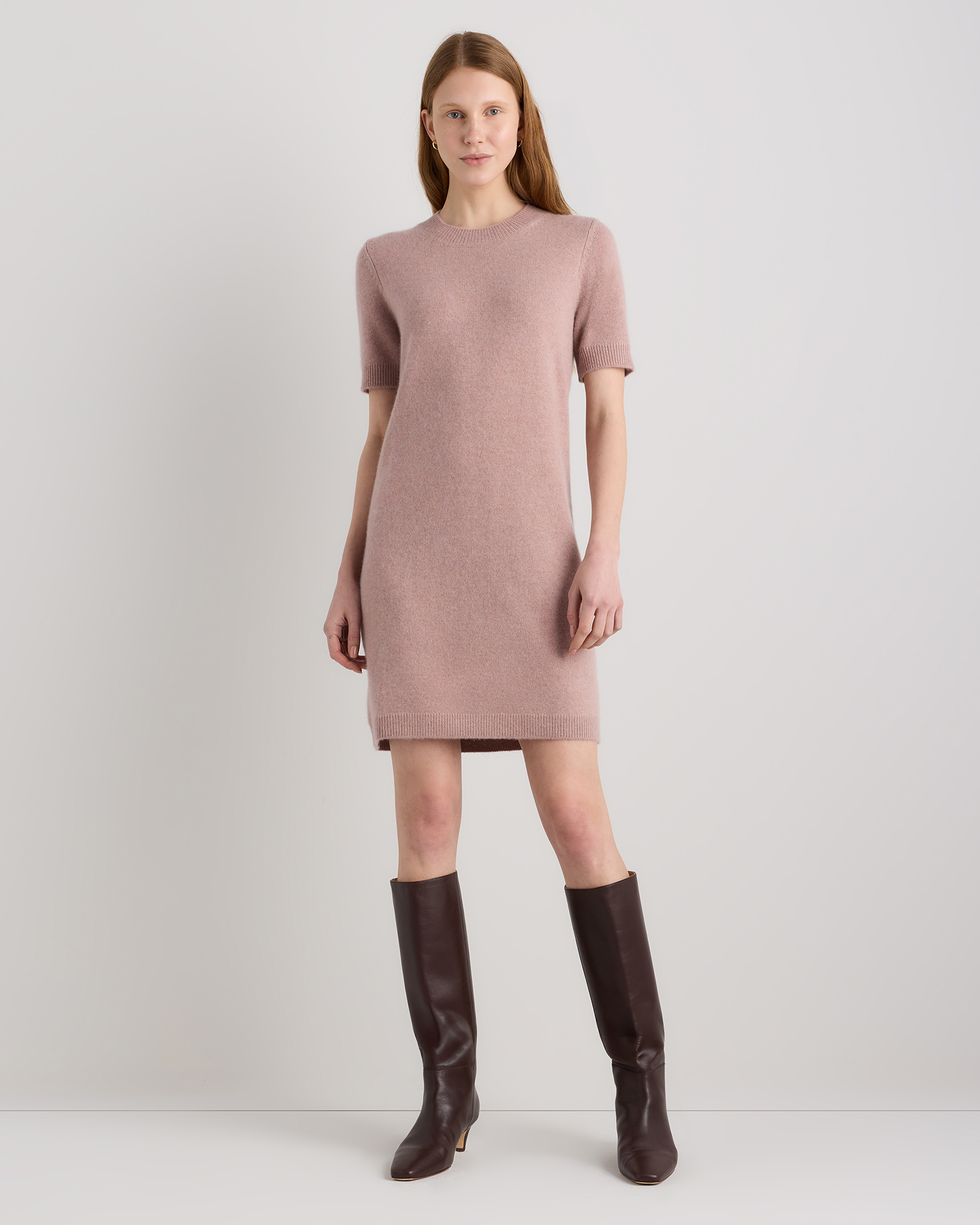 Mongolian Cashmere Short Sleeve Mini Dress