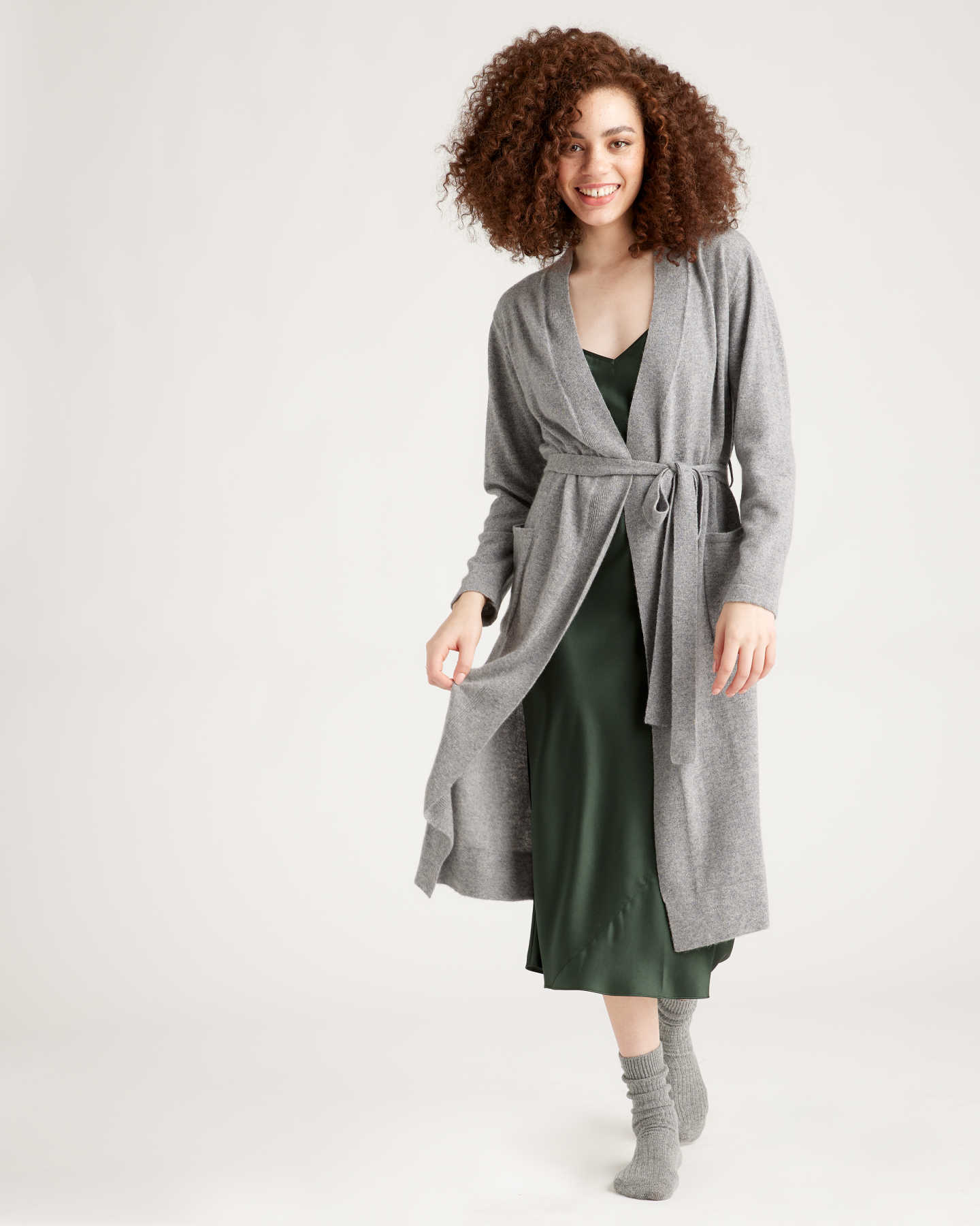 You May Also Like - Mongolian Cashmere Robe - Heather Grey