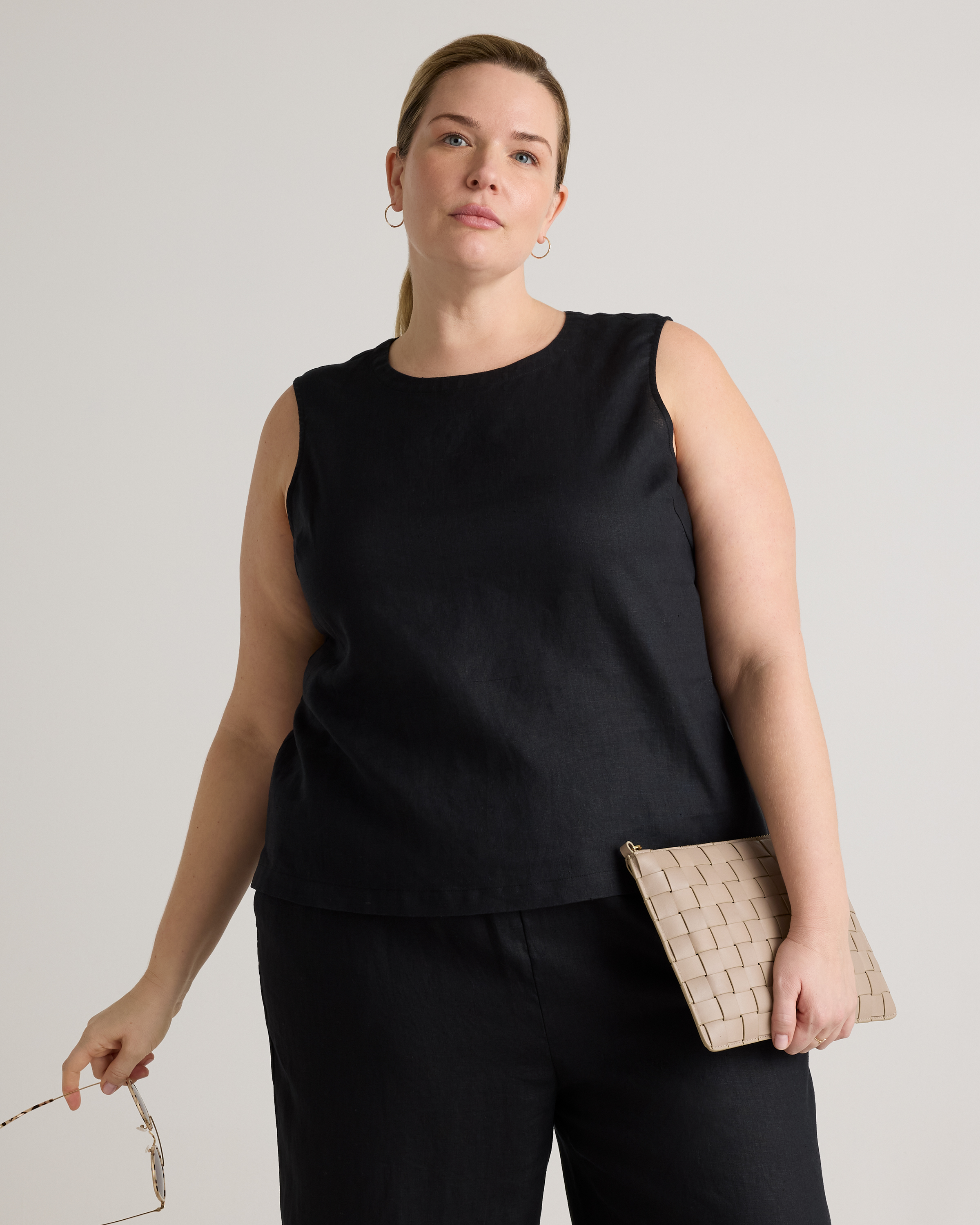 100% European Linen Tank - Plus Size in Flax