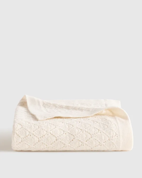 Mongolian Cashmere Pointelle Baby Blanket