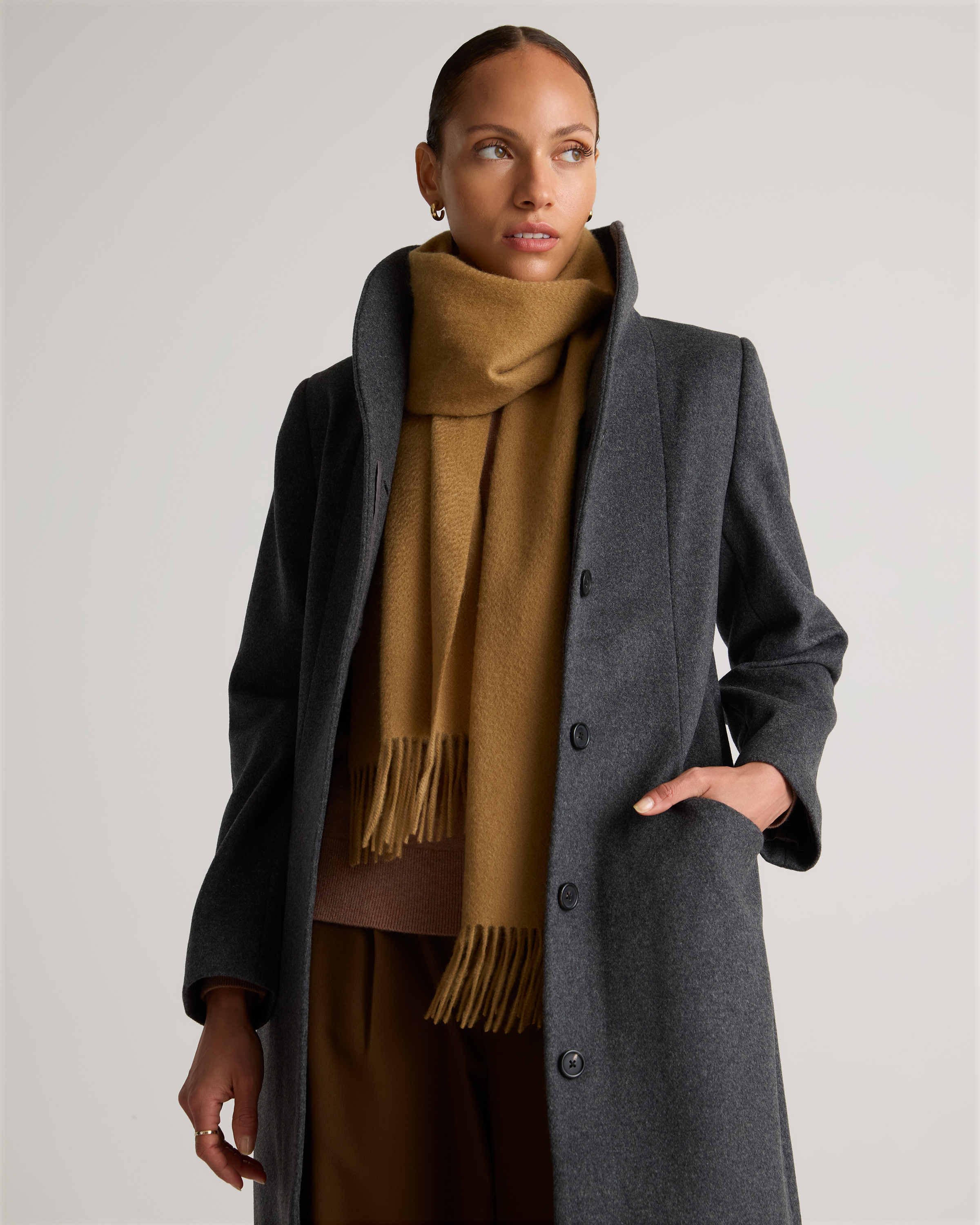 Mongolian Cashmere Woven Fringe Scarf