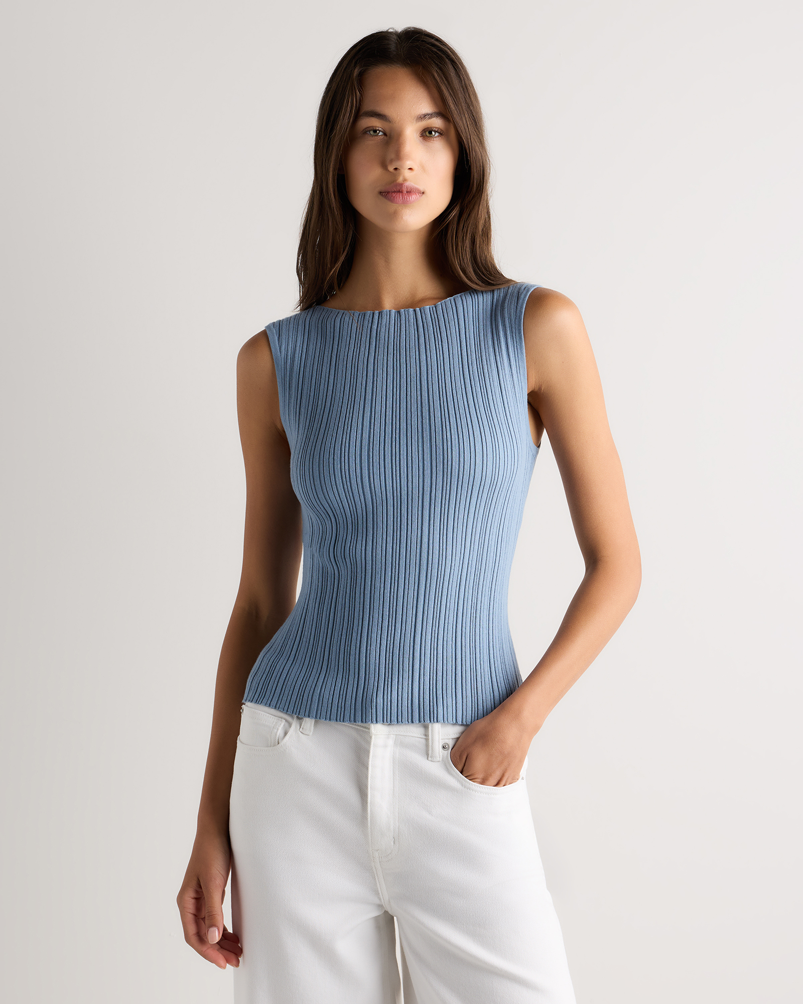Cotton Cashmere Ribbed Tank