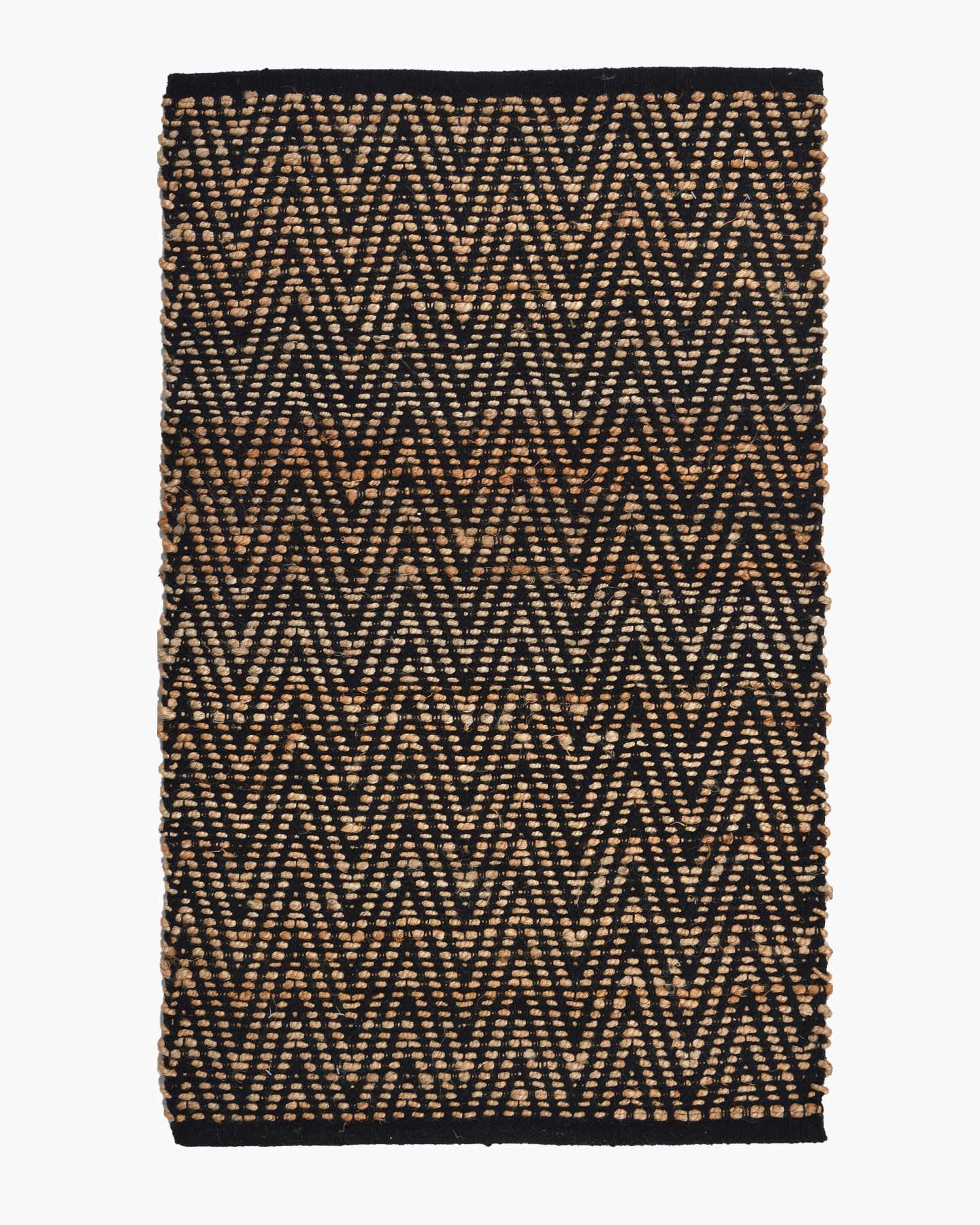 Zig Zag Flatweave Wool Rug - Black/Natural