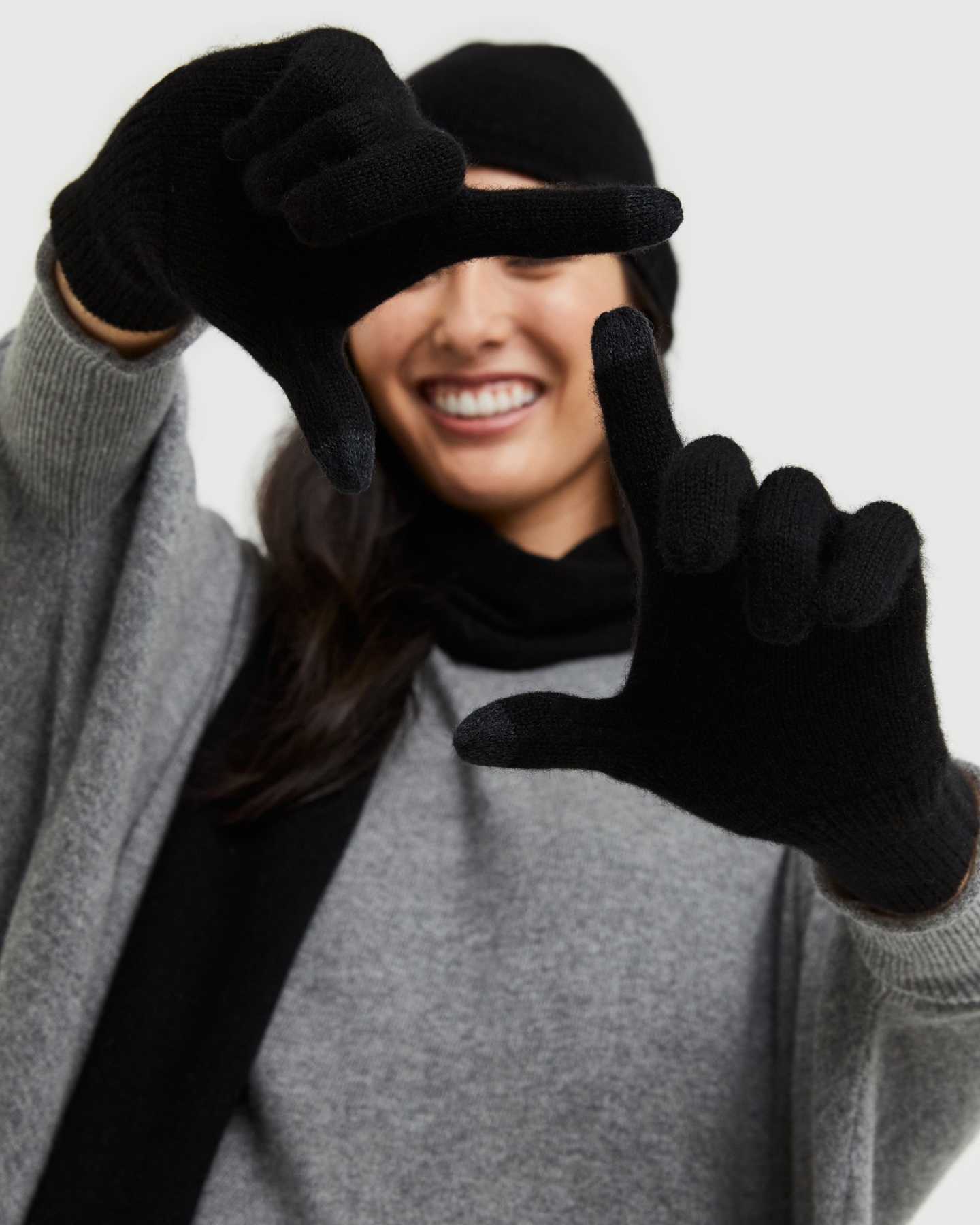 Mongolian Cashmere Gloves - Black - 2