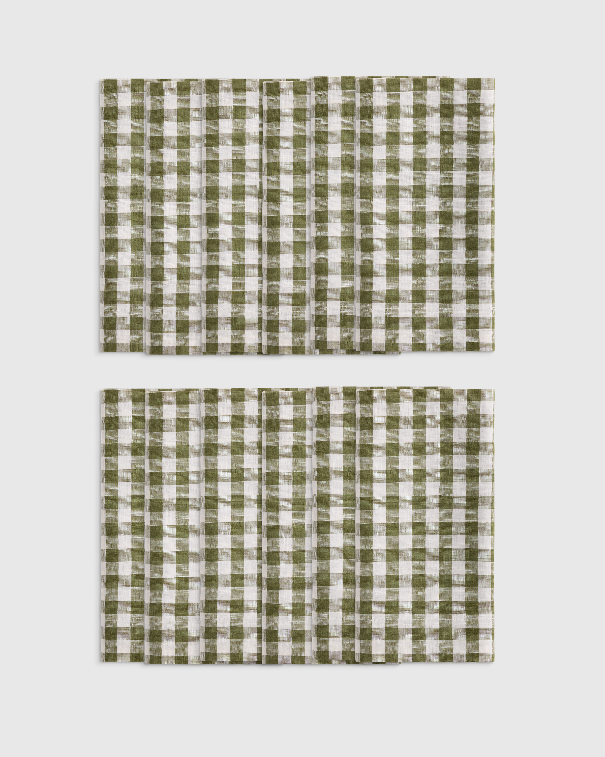 European Linen Wide-Hem Gingham Napkins (Set of 12)