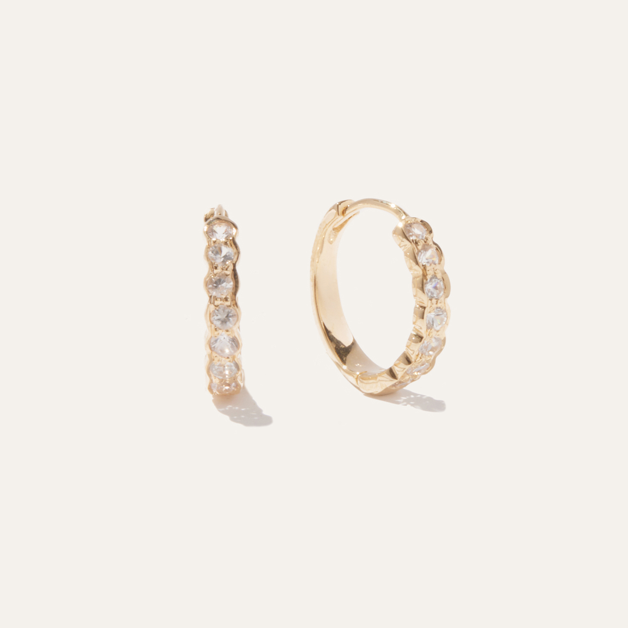 Quince Women's White Sapphire Huggie Earrings In Gold